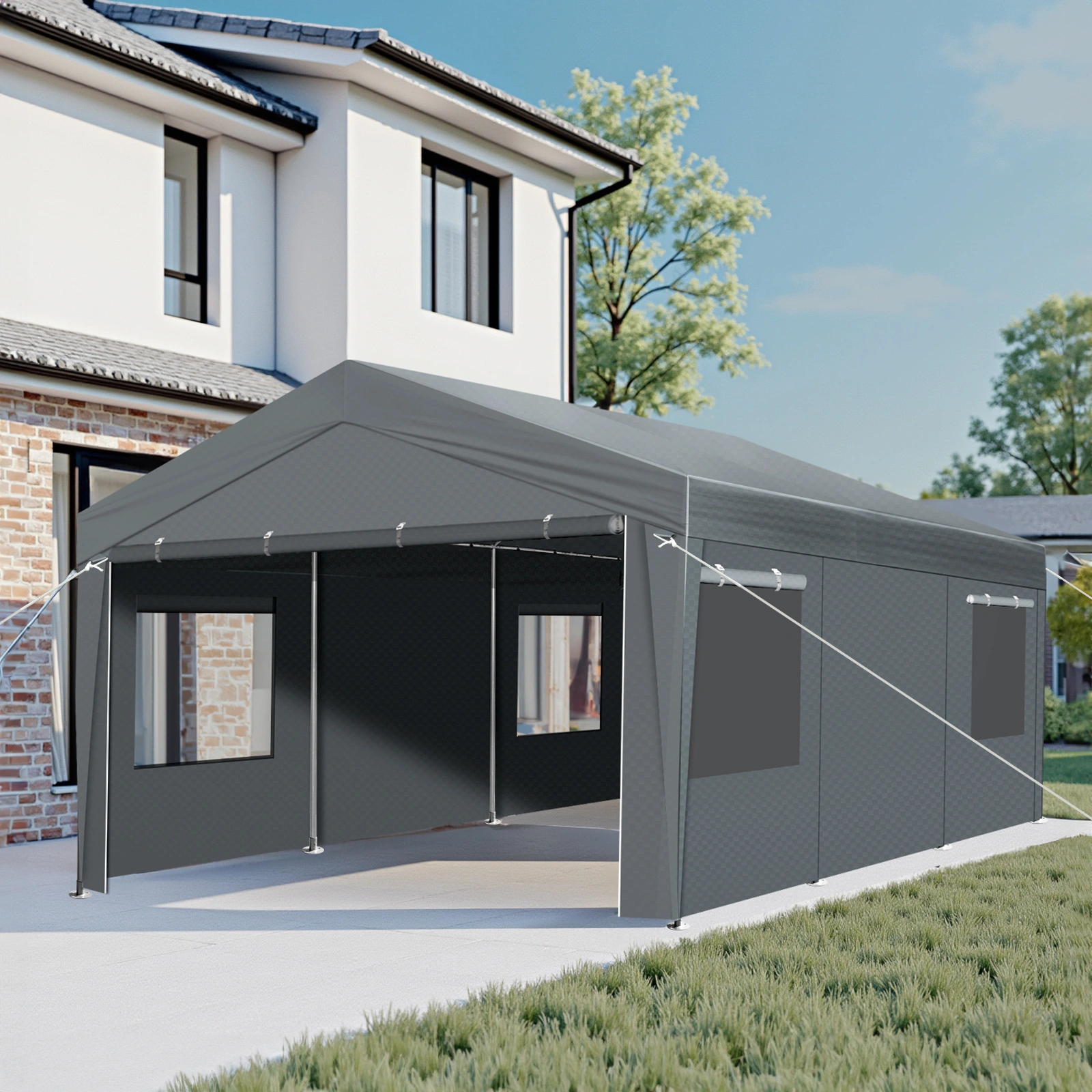 10X20FT Carport Car Port Canopy Grey view 7