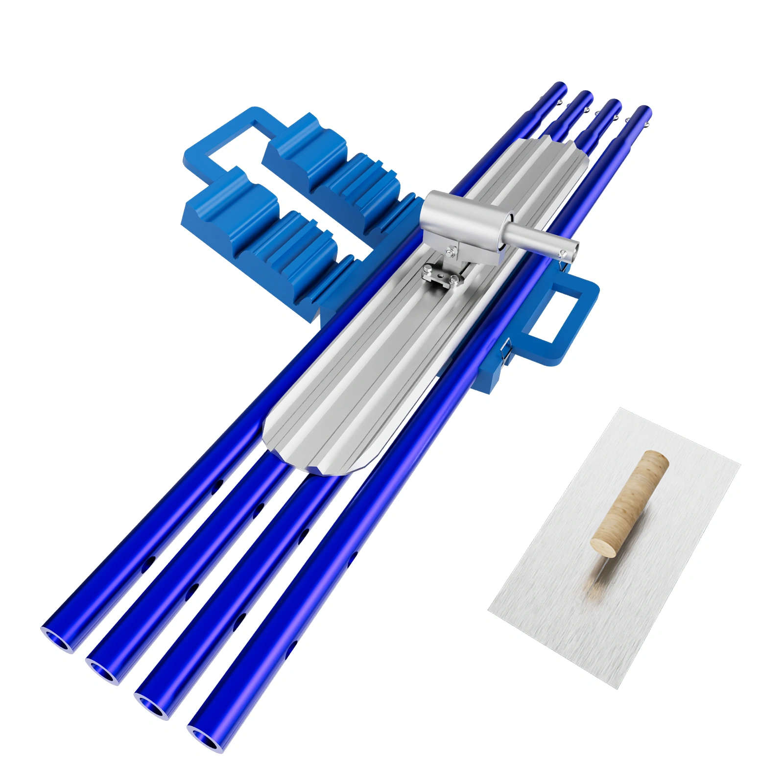 48 Inch Concrete Bull Float, Magnesium Aluminum Alloy, 4 Handle Kit with Toolbox & Trowel, Concrete Finishing Tool