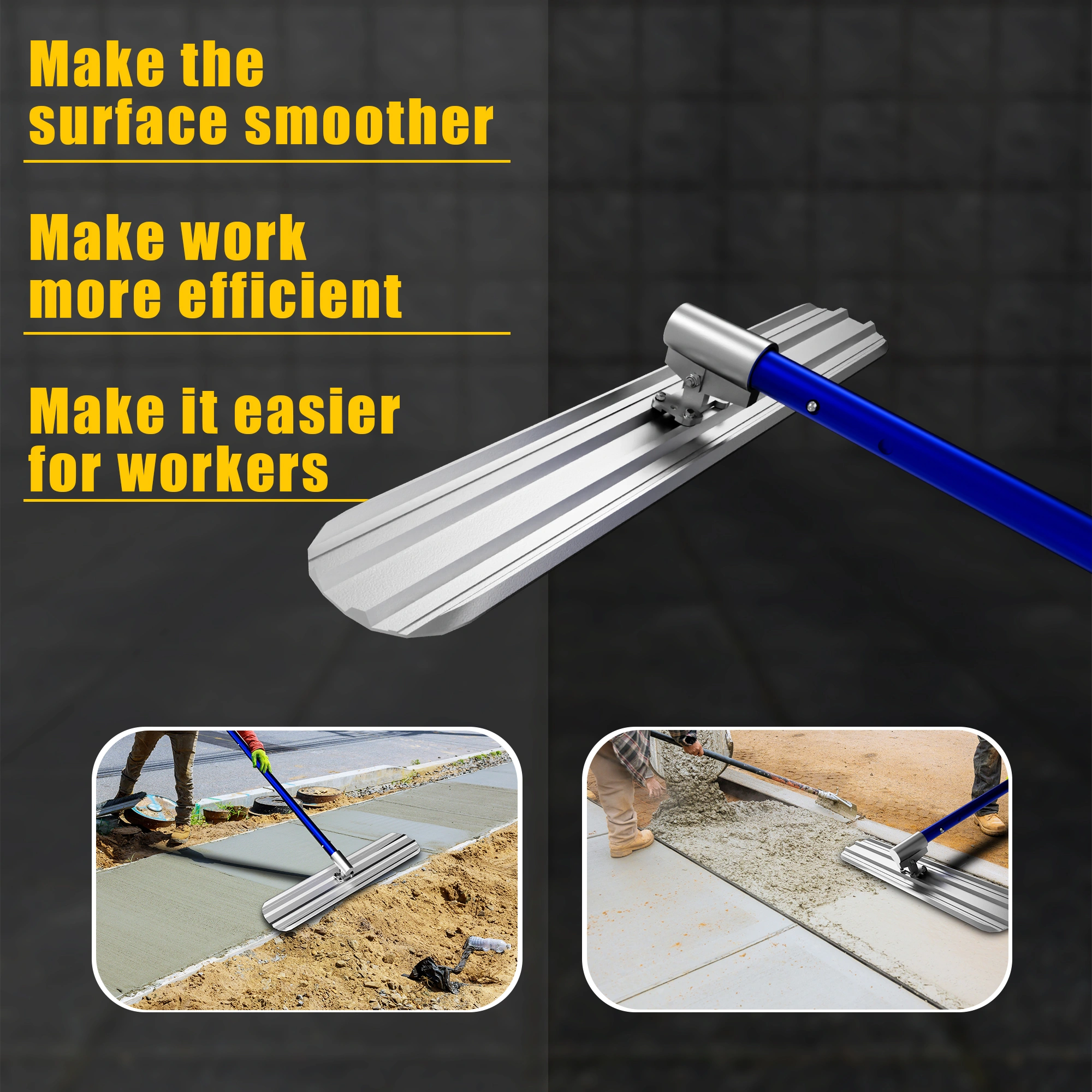 48 Inch Concrete Bull Float, Magnesium Aluminum Alloy, 4 Handle Kit with Toolbox & Trowel, Concrete Finishing Tool view 2