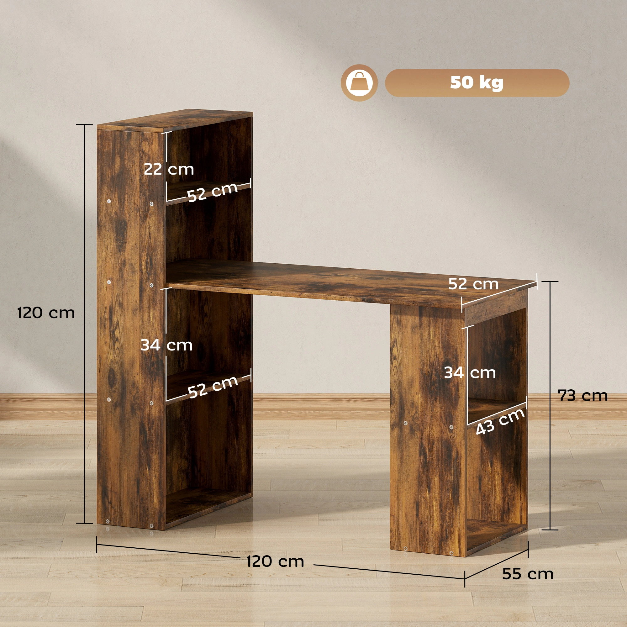 Modern Computer Desk, Home Office Writing Workstation Table for Bedroom view 2