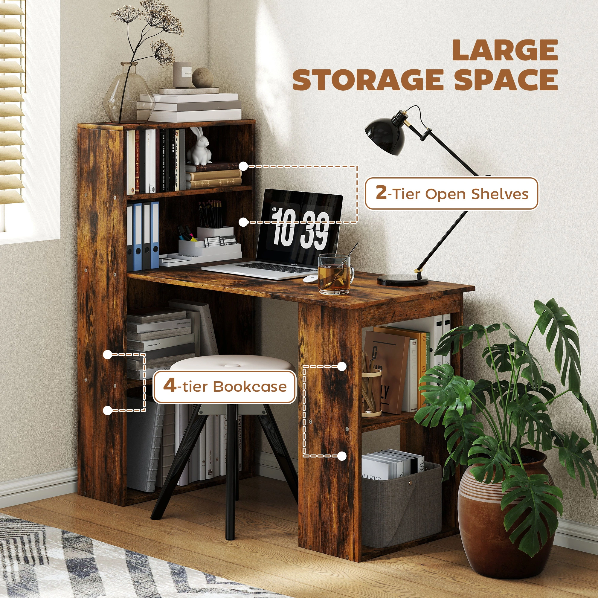 Modern Computer Desk, Home Office Writing Workstation Table for Bedroom view 4