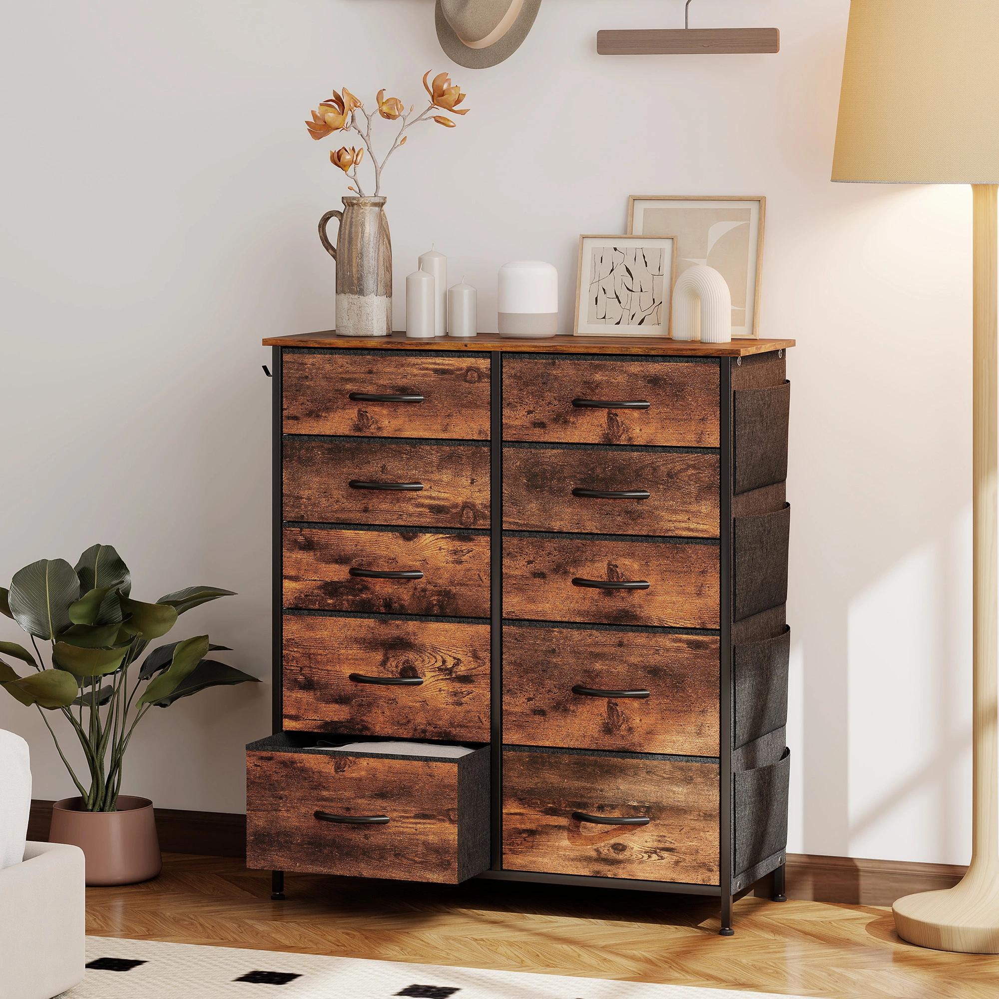 Wooden Storage Chest of Drawers, Multi-Drawer Organizer Cabinet for Clothes Toys Blankets, Sturdy Furniture