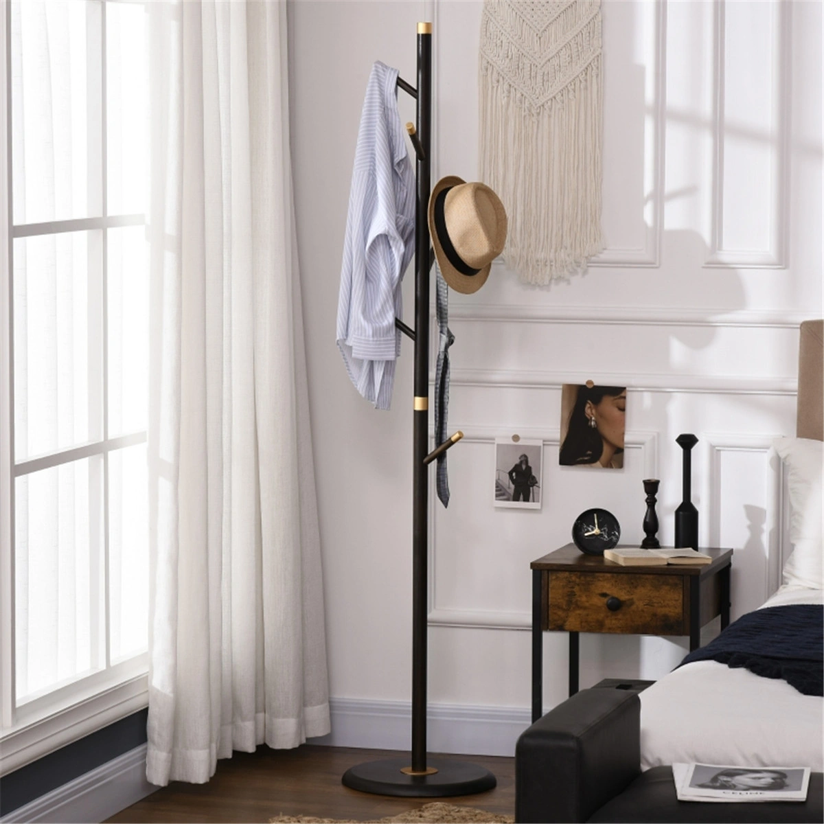 Heavy Duty Metal Coat Rack Freestanding with 8 Hooks for Bedroom Entryway