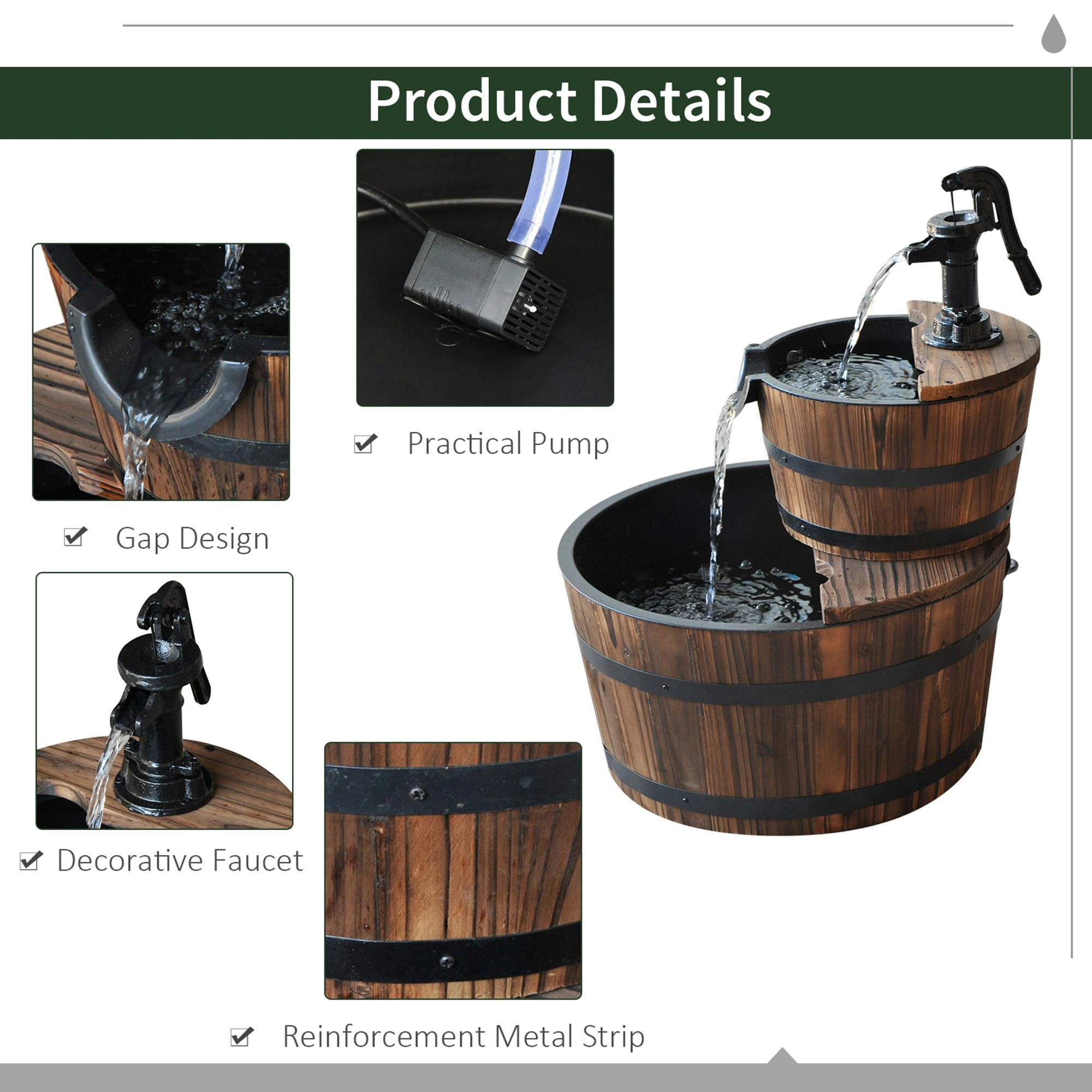 Submersible Fountain Pump for Fish Tank, Water Feature for Aquarium Pond, Quiet Bubble Jet Spray, Decorative Outdoor Indoor Waterfall view 3