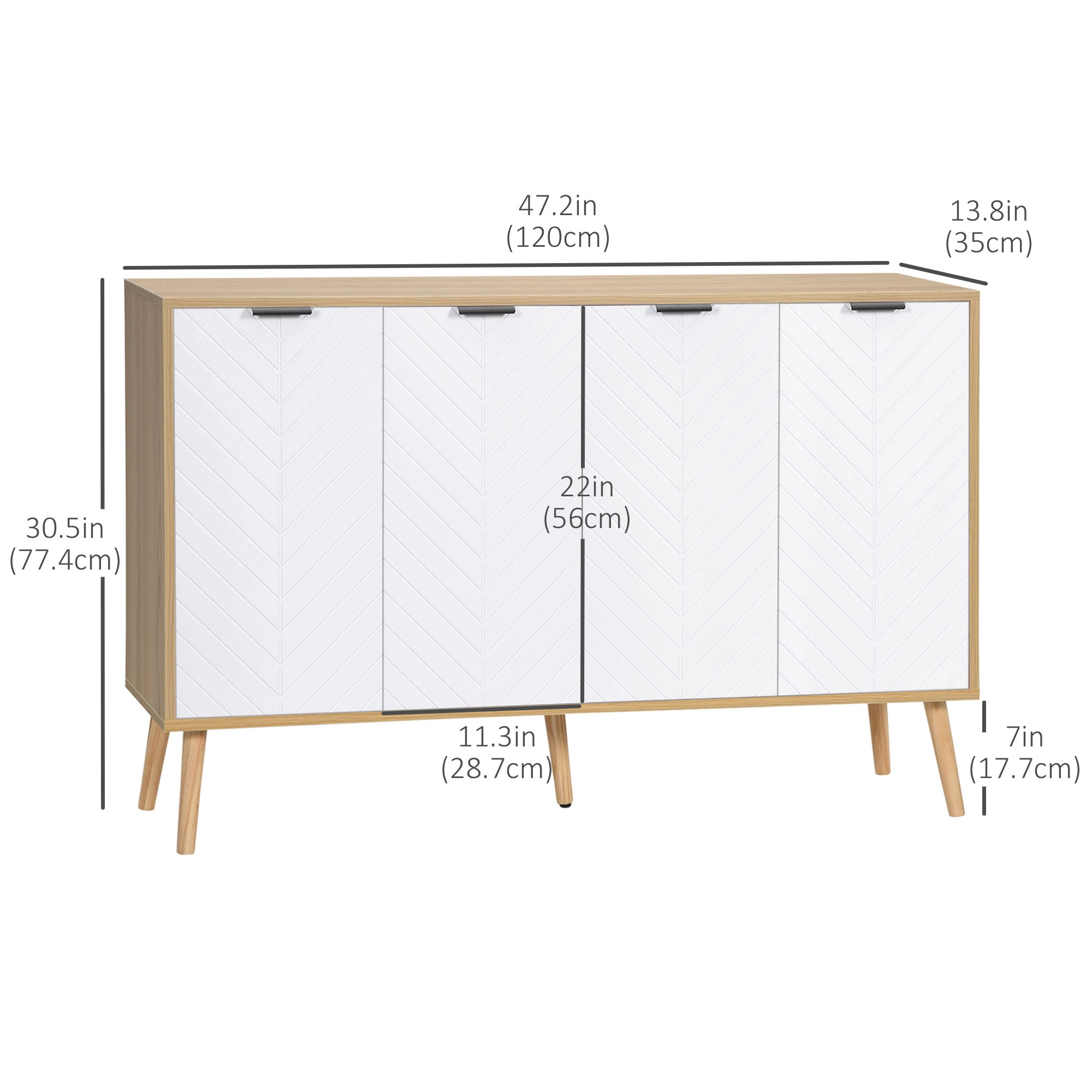 Kitchen Storage Cabinet, Wide 4-Shelf Bookcase, Industrial Loft Style Open Bookshelf for Living Room, Office, Metal Frame, Oak view 3