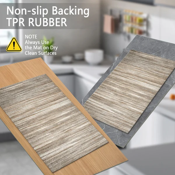 Three-piece kitchen rug set, non-slip and washable, abstract pattern kitchen hallway rug, soft and comfortable, suitable for sinks, floors, entrances, hallways and bathrooms. view 4