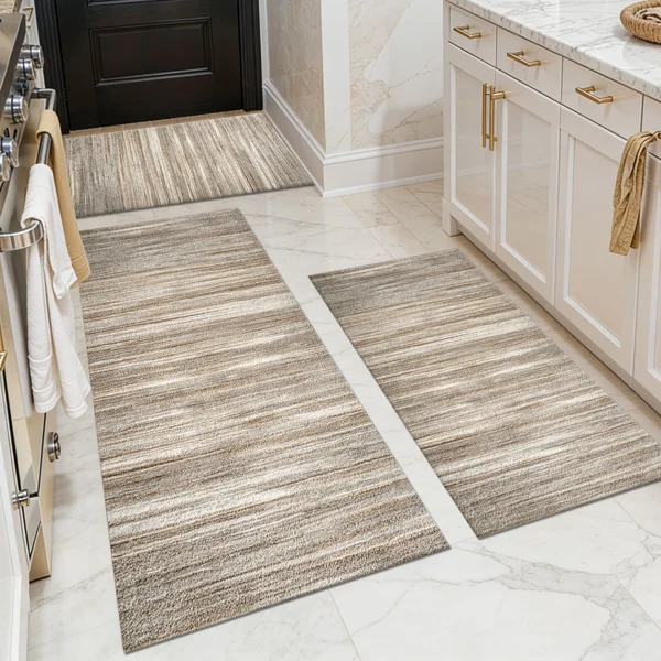 Three-piece kitchen rug set, non-slip and washable, abstract pattern kitchen hallway rug, soft and comfortable, suitable for sinks, floors, entrances, hallways and bathrooms.