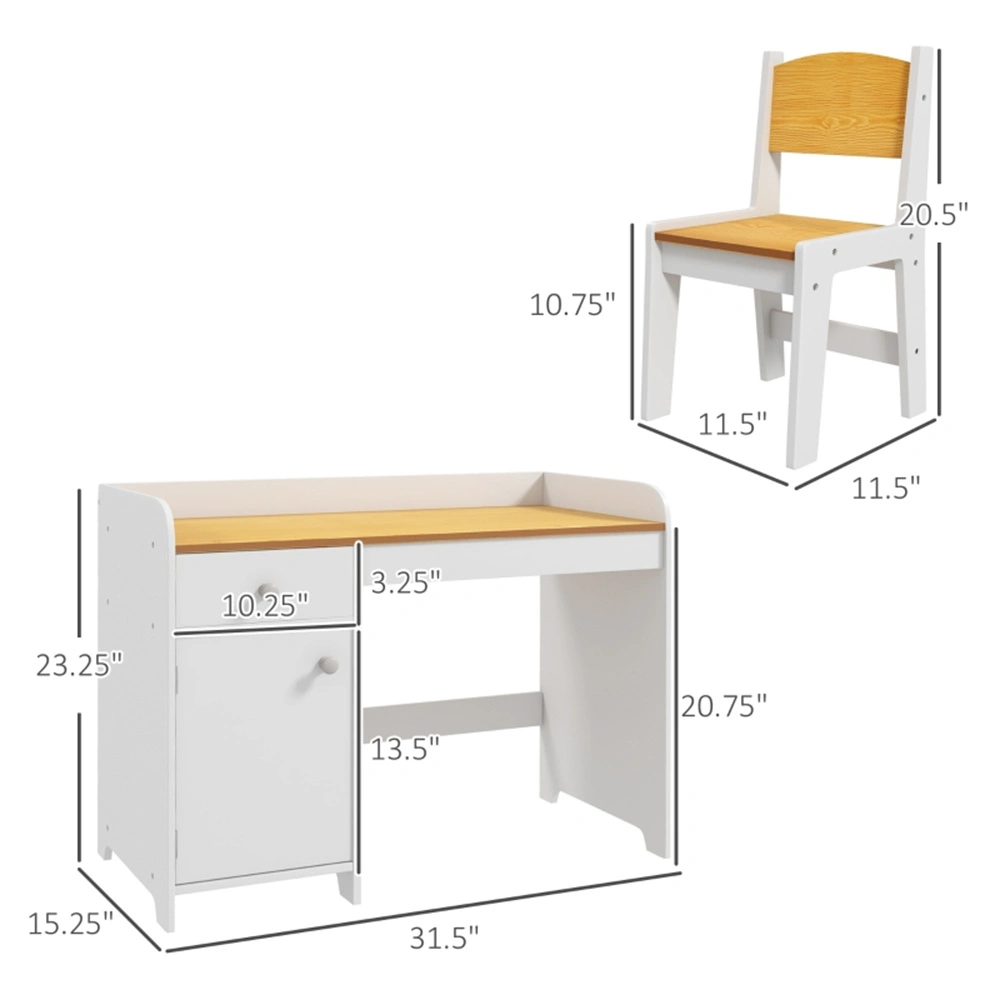 Kids Desk and Chair Set, Adjustable Children Study Table and Seat for Bedroom, School, Home Office, Primary view 3