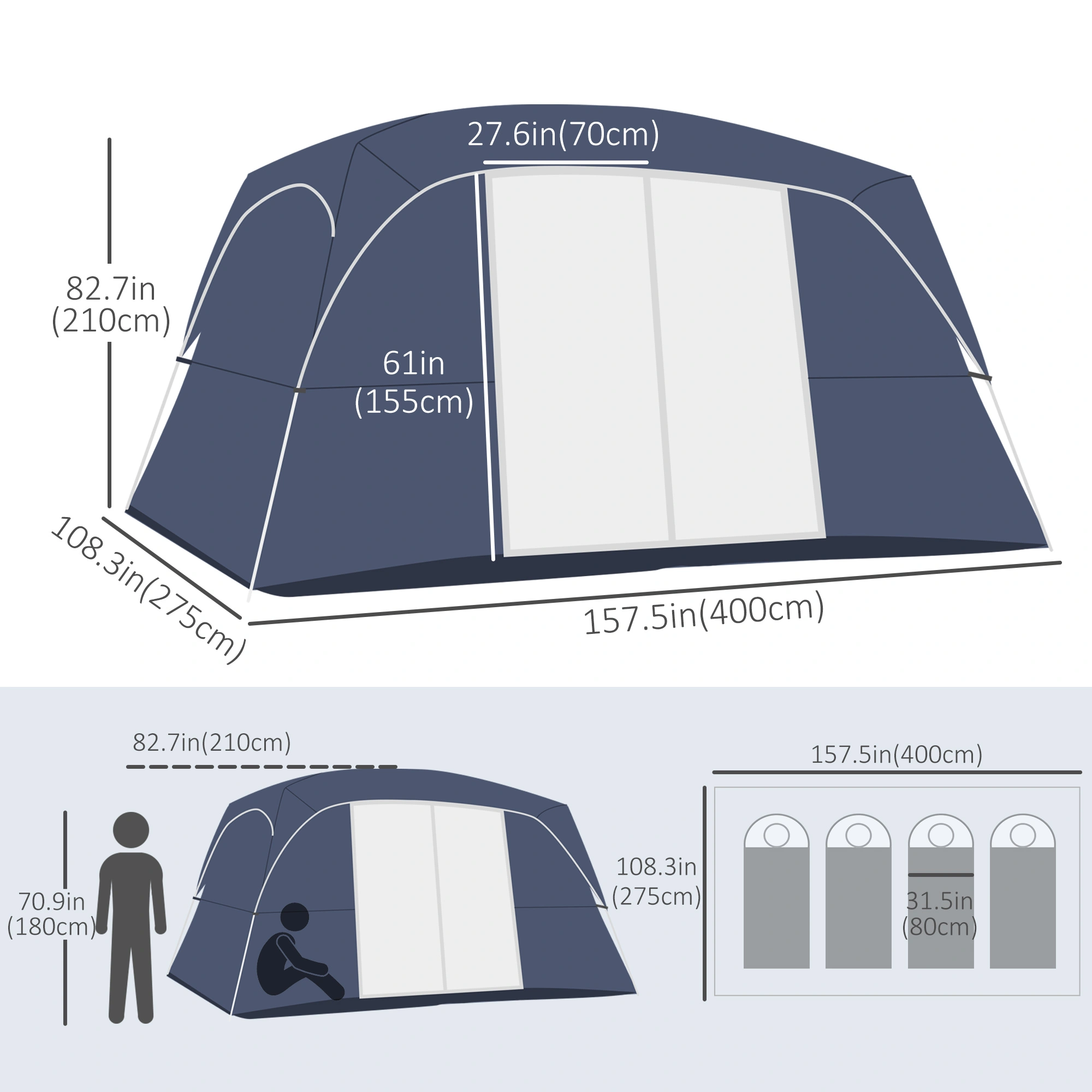 Compact Foldable Camping Tent, Lightweight Portable Pop Up Tent with Easy Setup, Waterproof & UV Resistant for Outdoor Hiking Travel view 3