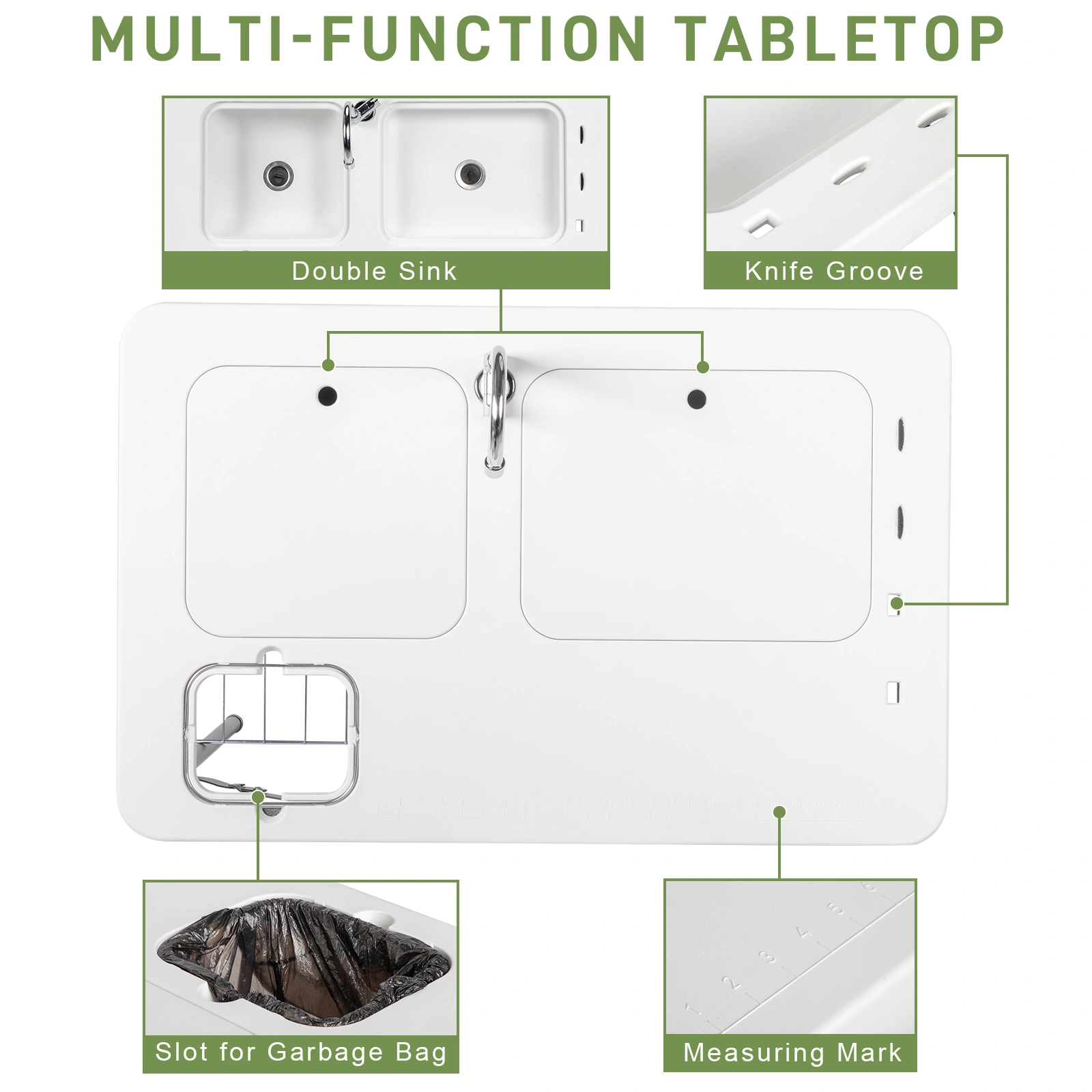 101*65.5*92cm HDPE Rectangular With Barbed Wire Foldable Outdoor Fish Killing Table White view 10