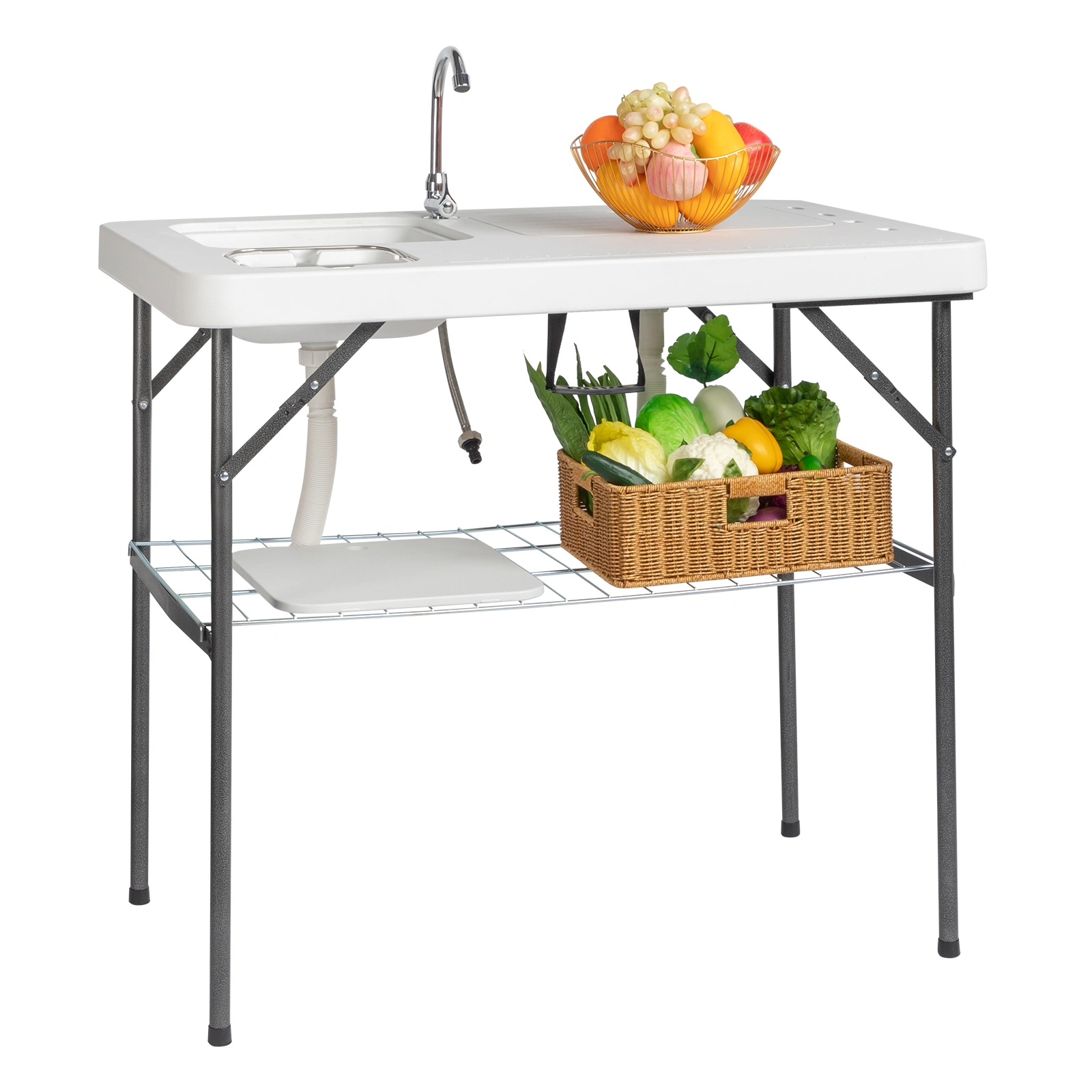 101*65.5*92cm HDPE Rectangular With Barbed Wire Foldable Outdoor Fish Killing Table White view 4