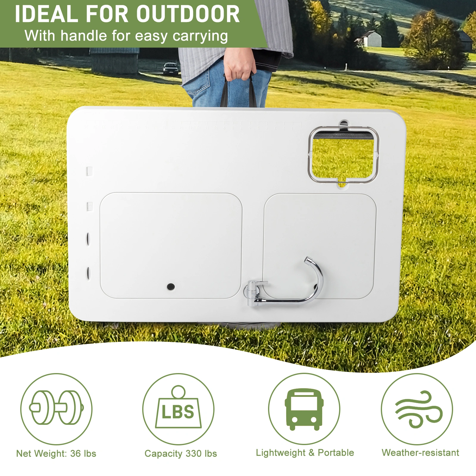 101*65.5*92cm HDPE Rectangular With Barbed Wire Foldable Outdoor Fish Killing Table White view 5