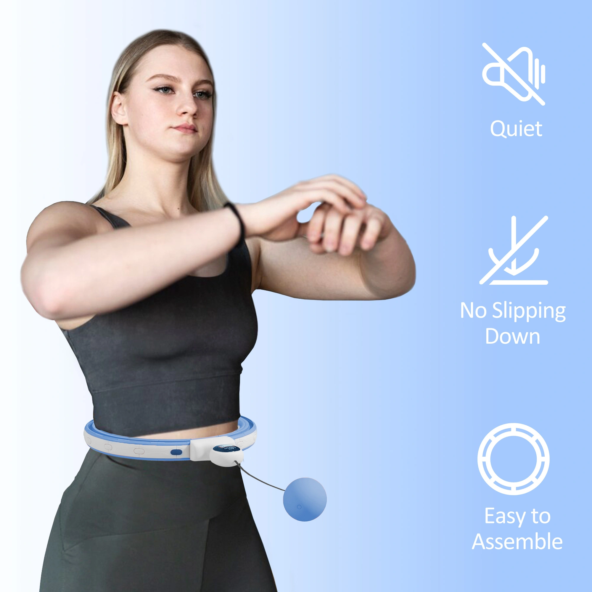 Weighted Hula Hoop for Women Men, Adjustable 2-14 LBS Fitness Hoop with Soft Foam Ring, Core Strengthening Waist Trainer for Home Cardio Exercise view 5