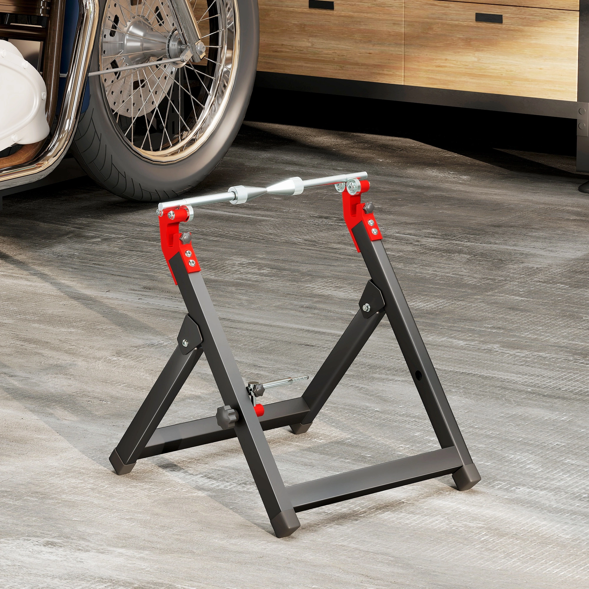 Heavy Duty Wheel Roller Stand, Adjustable Engine Crank Swivel Stand with Locking Brackets view 2