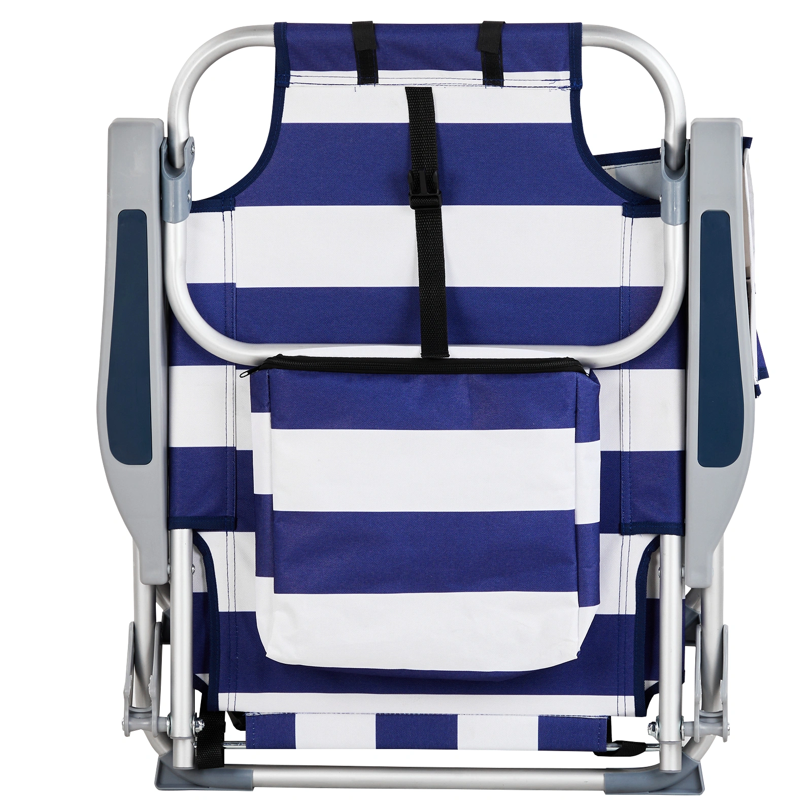 Blue White Striped Aluminum Beach Chair Oxford Fabric 7.9" Seat Height Silver Frame 100kg Capacity view 12