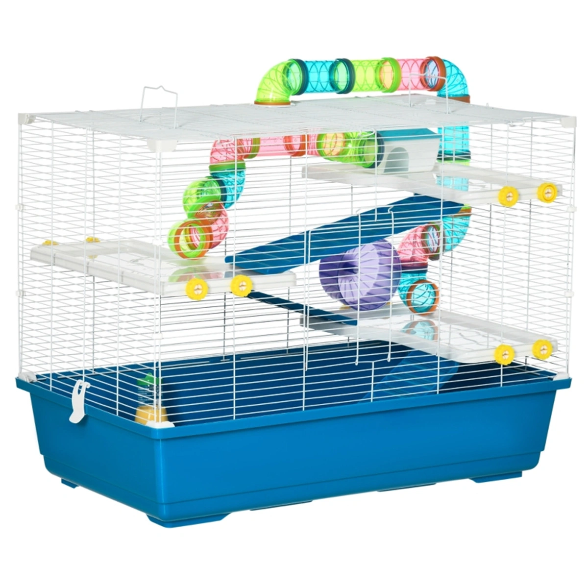 Hamster Cage, Small Animal Habitat Enclosure, Rat House with Tubes and Platforms, Multi-Level Home for Hamsters, Gerbils