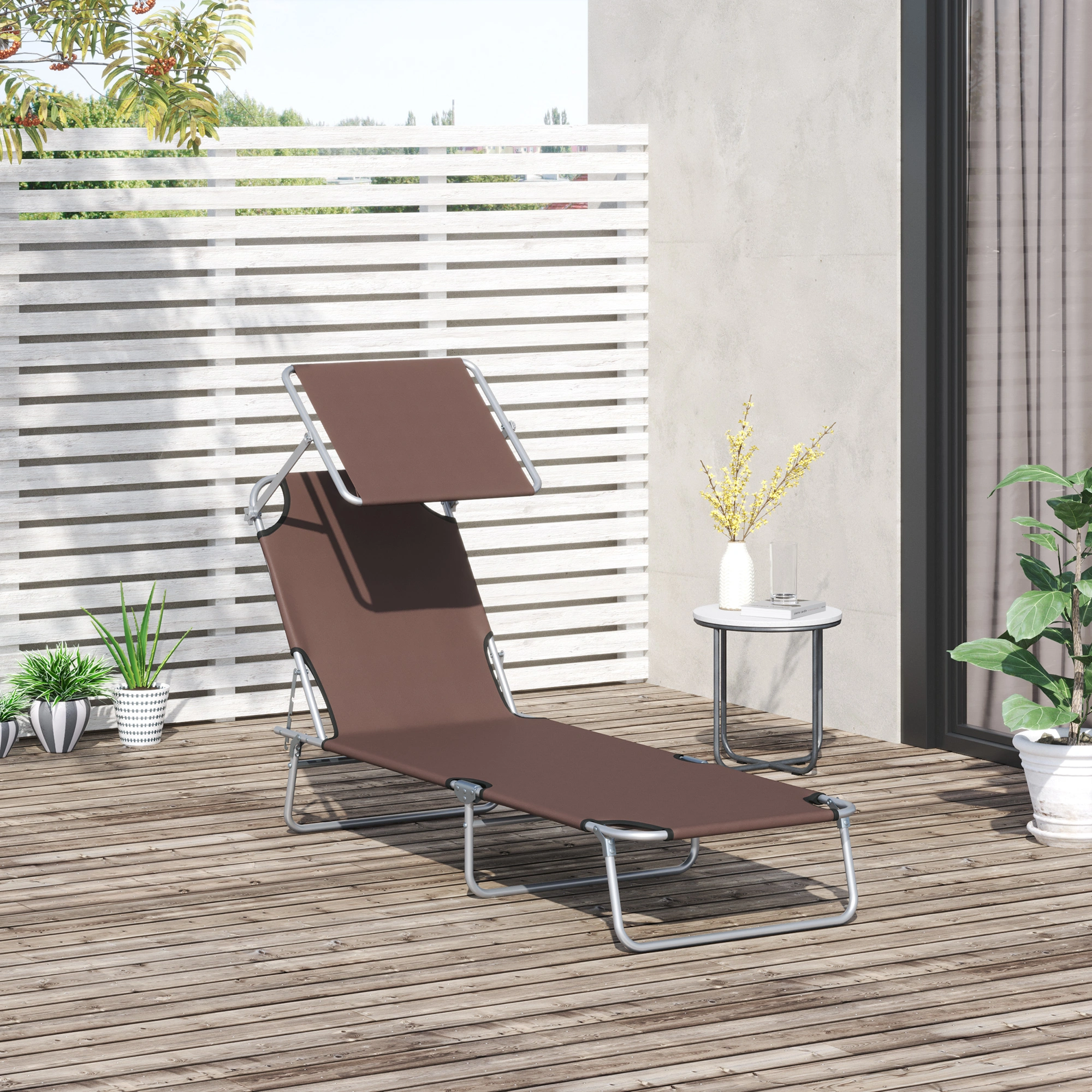 2-in-1 Folding Lounge Rocking Chair Portable Outdoor Garden Recliner
