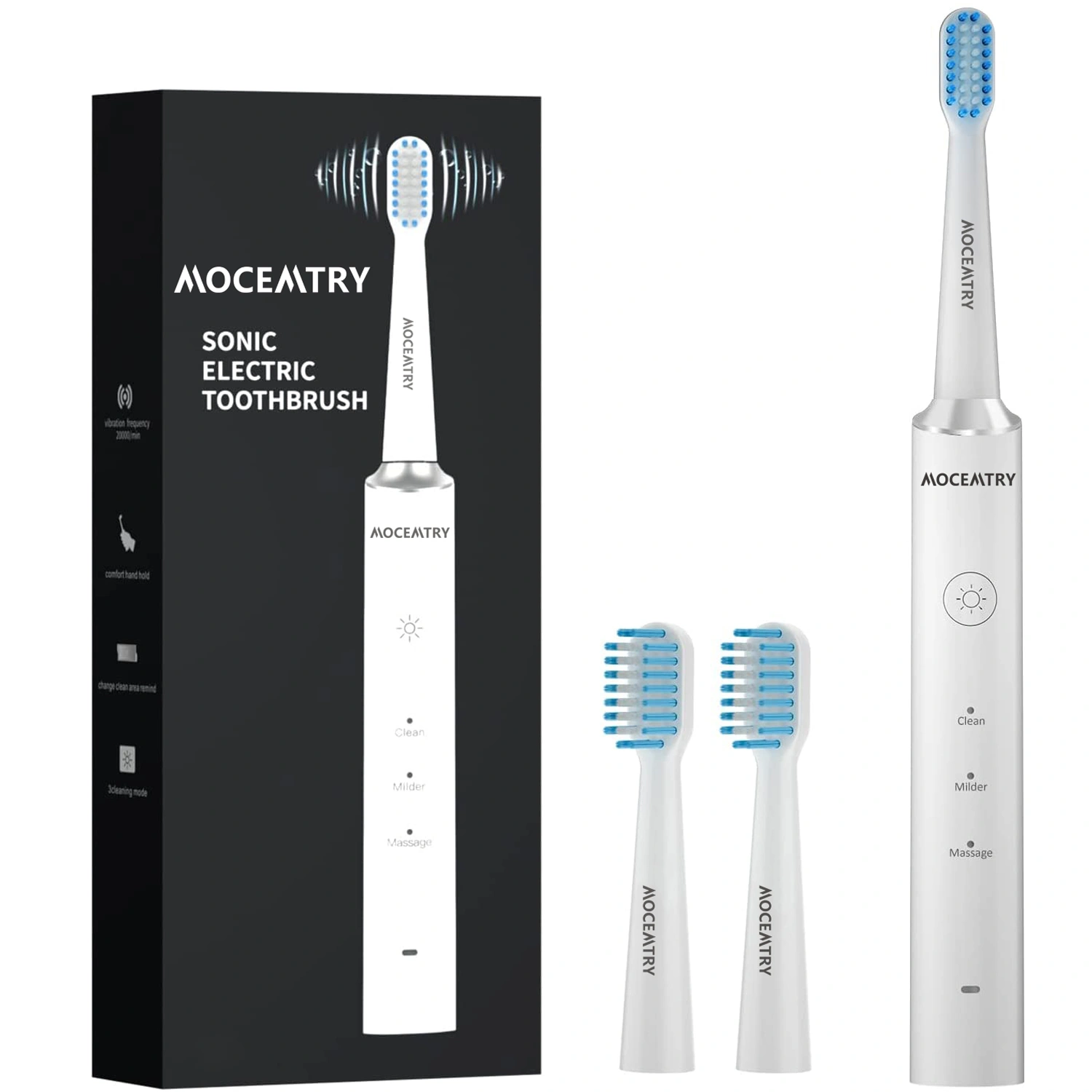 MOCEMTRY Sonic Electric Toothbrush Rechargeable Whitening Tooth Brush 3 Cleaning Modes ,Waterproof Electric Toothbrush Black