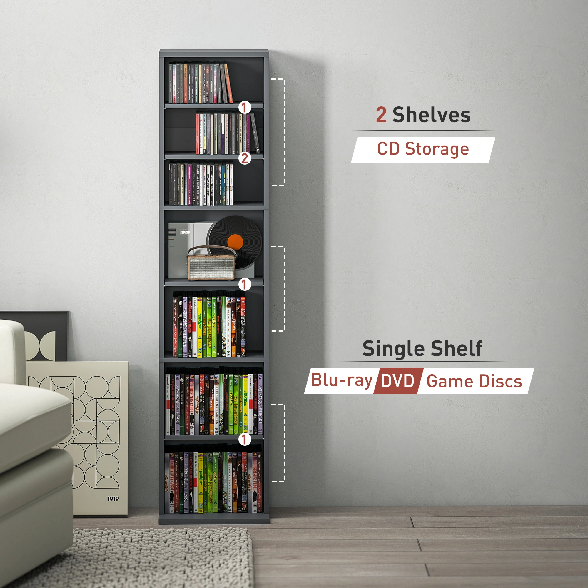 Bookcase Storage Cabinet, 5-Tier Open Bookshelf with Metal Frame, Modern Display Rack for Books, Decor, Home Office, Black view 5