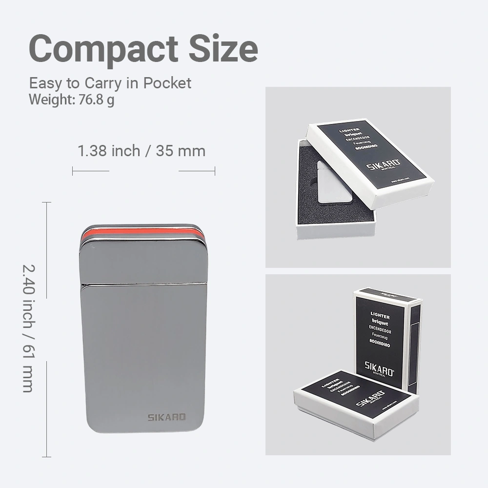 SIKARO SKY-STAR Turbo Torch Lighter Red Stripe, Refillable Windproof Jet Flame, Adjustable, for Cigar, Cigarette, Kitchen & Outdoor Use view 2