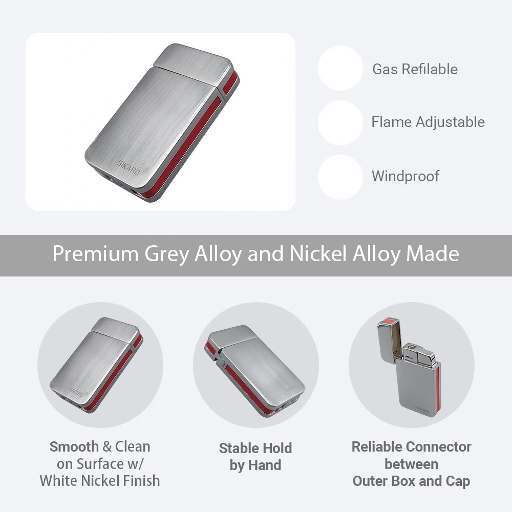 SIKARO SKY-STAR Turbo Torch Lighter Red Stripe, Refillable Windproof Jet Flame, Adjustable, for Cigar, Cigarette, Kitchen & Outdoor Use view 4