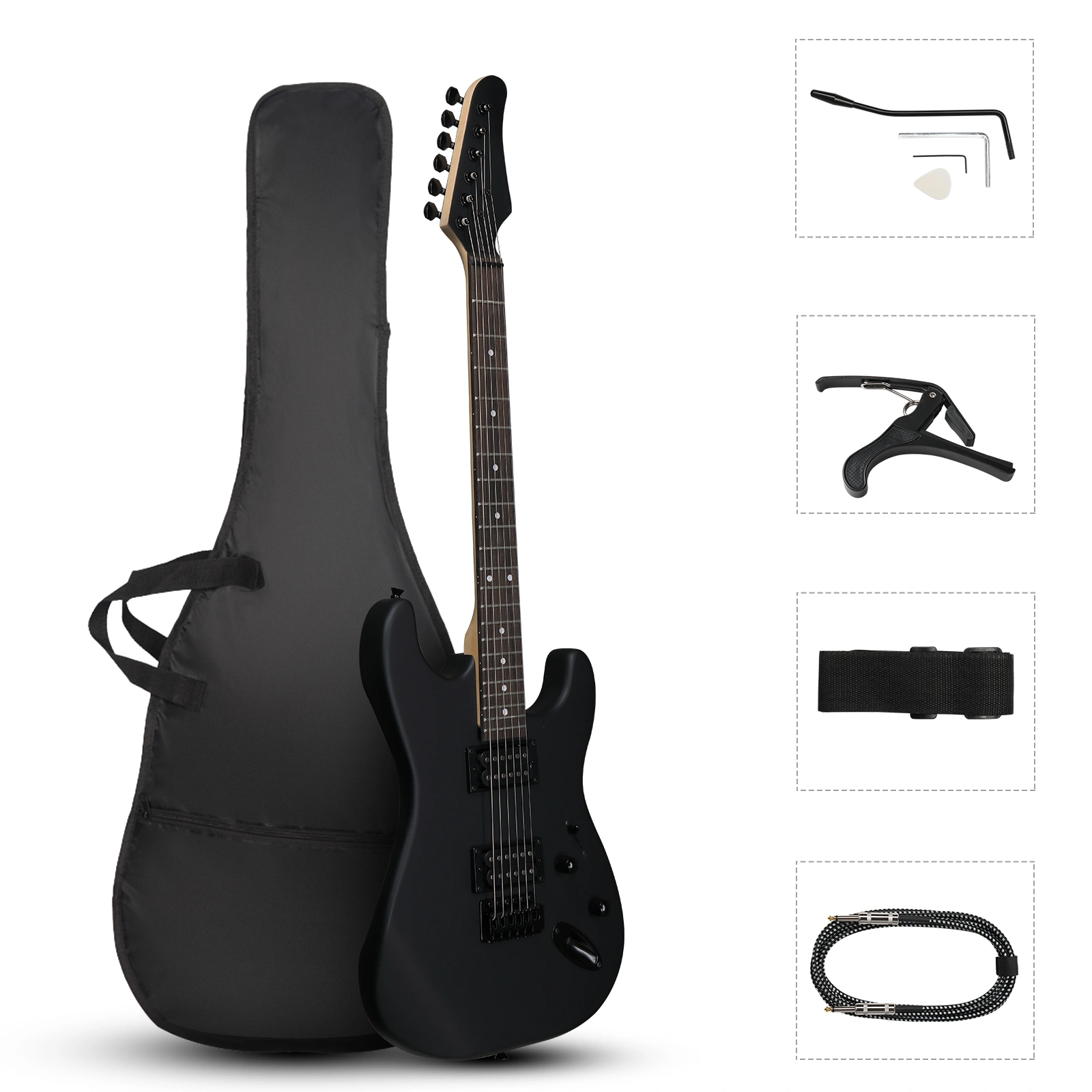 GST 39in Electric Guitar H-H Pickups Black Suitable for Heavy Rock Metal