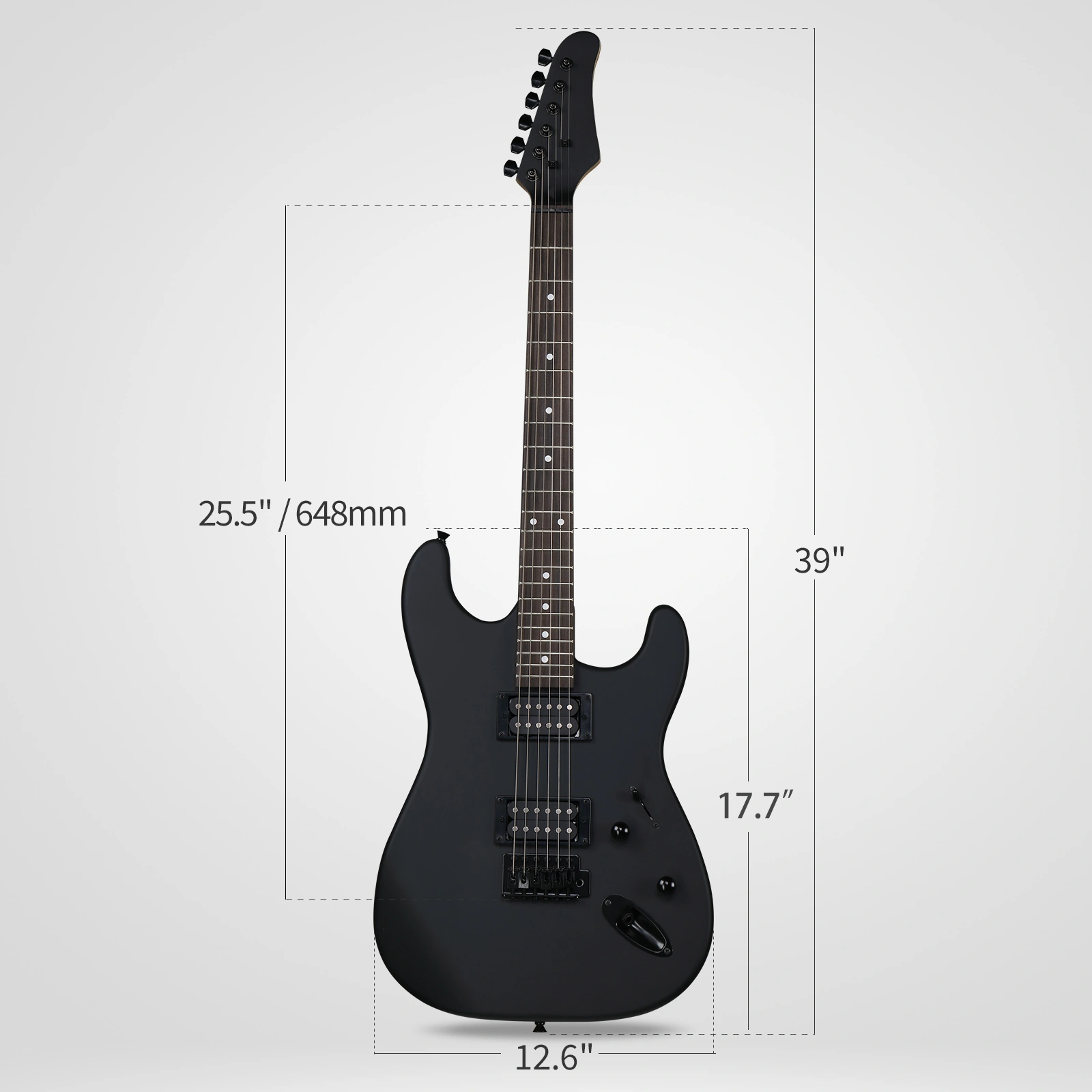 GST 39in Electric Guitar H-H Pickups Black Suitable for Heavy Rock Metal view 2