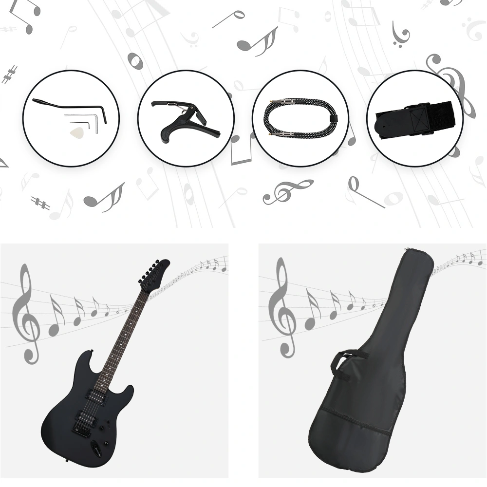 GST 39in Electric Guitar H-H Pickups Black Suitable for Heavy Rock Metal view 3
