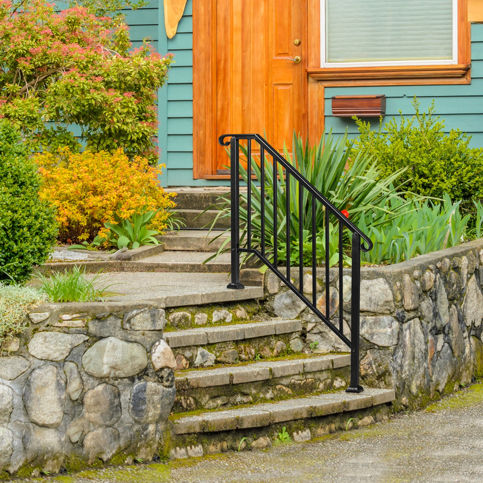 Artisasset Matte Black Outdoor 3 Level Iron Handrail view 11