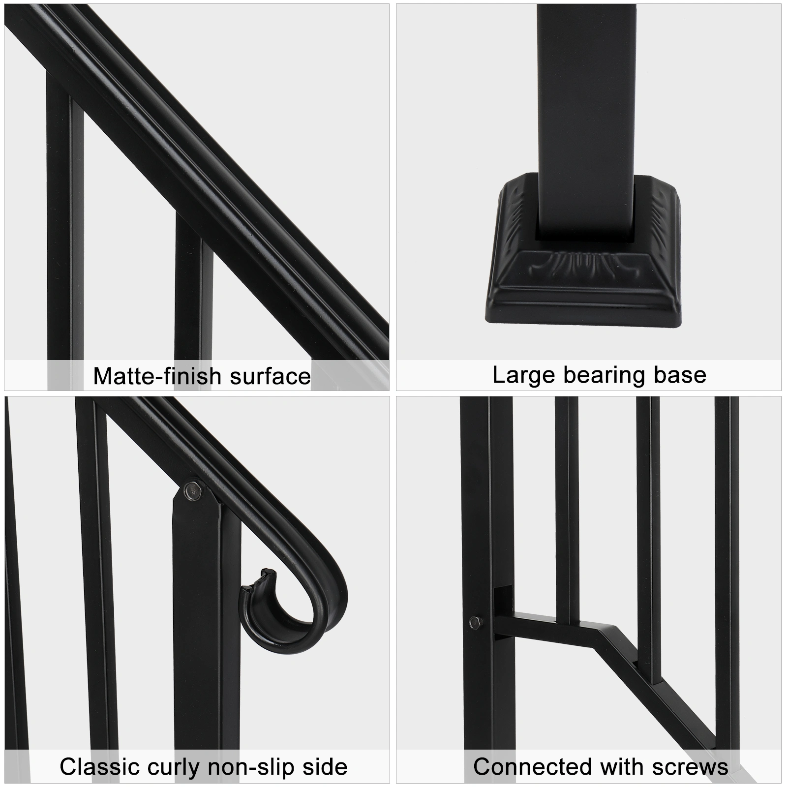 Artisasset Matte Black Outdoor 3 Level Iron Handrail view 5