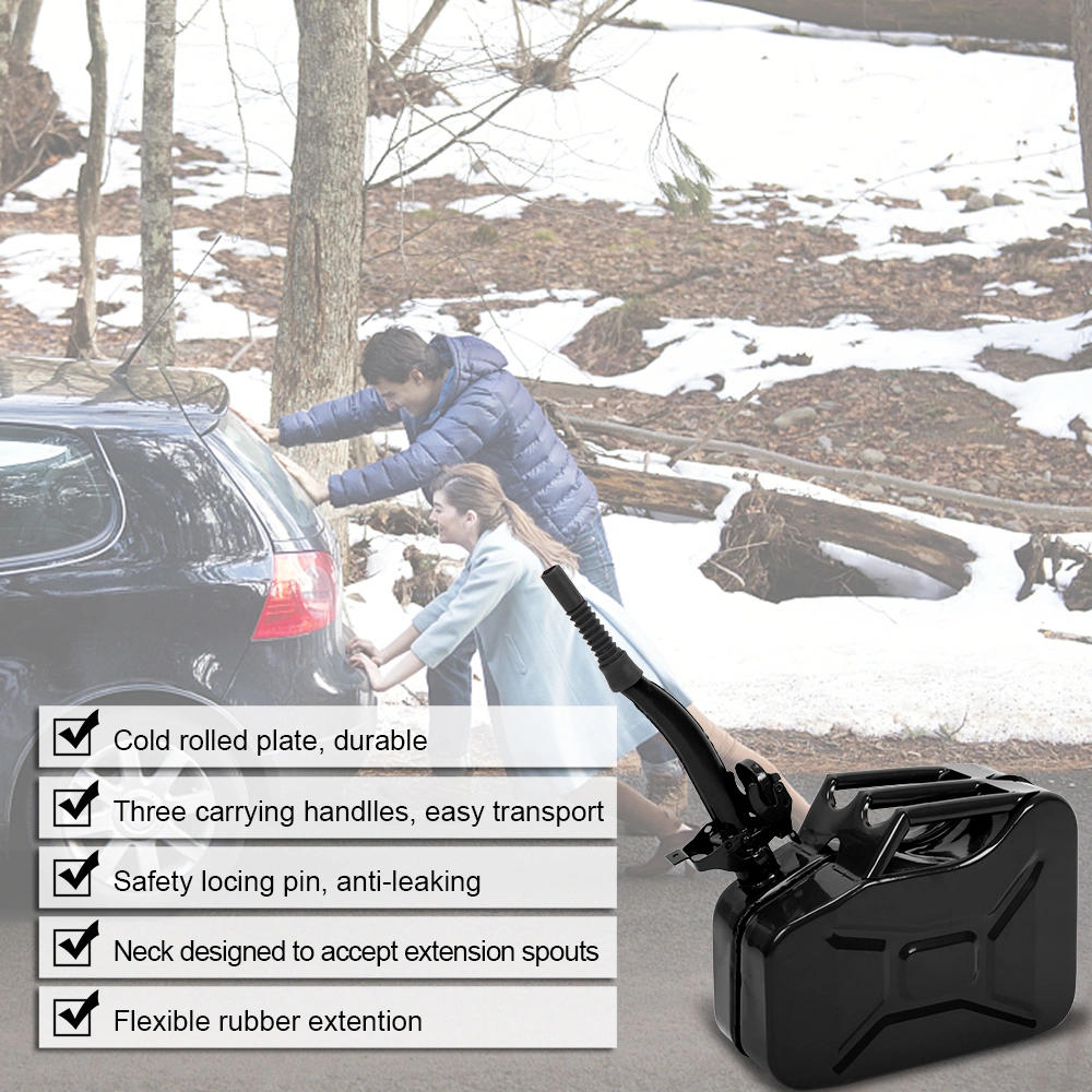 1PC 10L Black Iron Oil Can with 0.8mm Spout, Heavy-Duty Metal Lubricant Dispenser view 3
