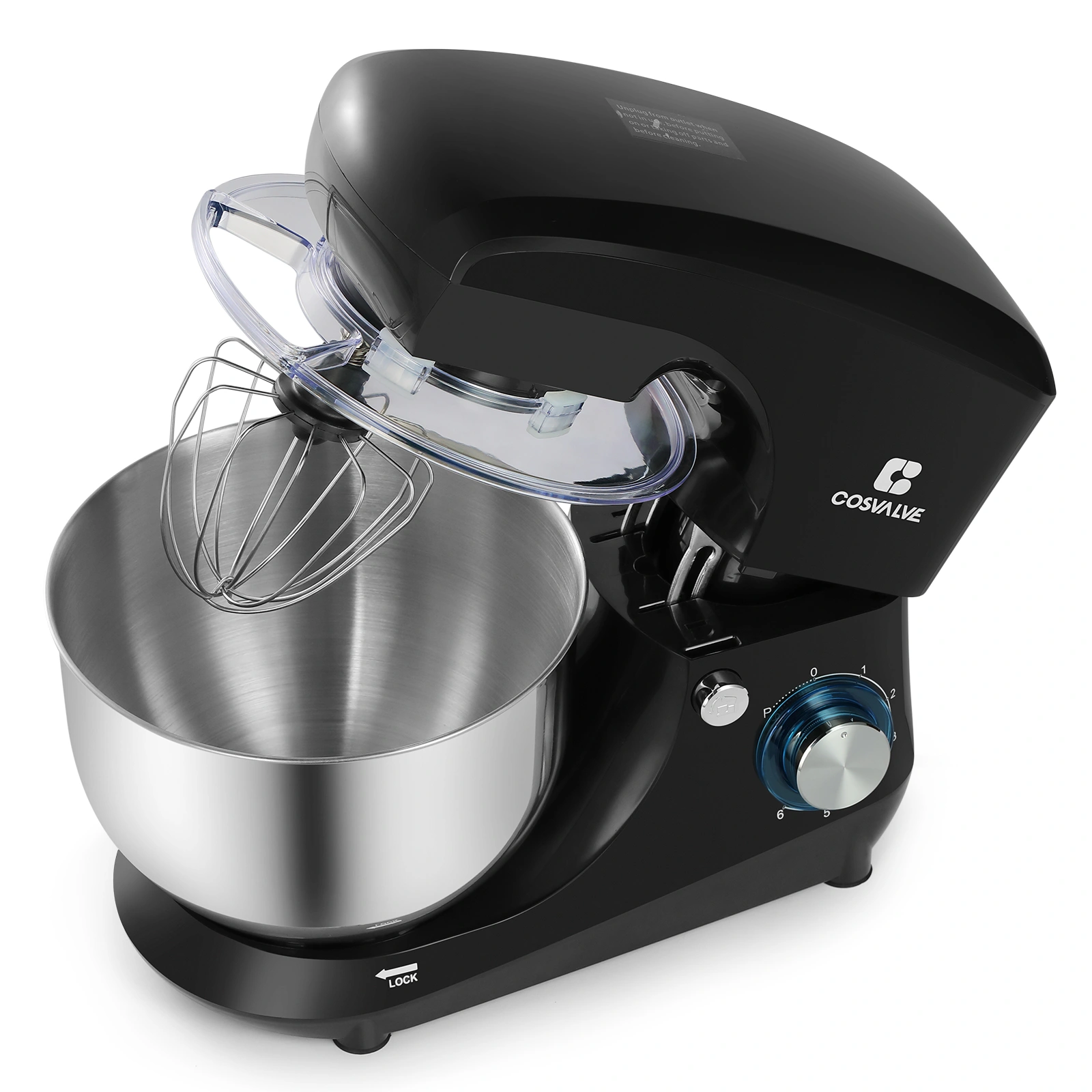 5.5L Stand Mixer with Stainless Steel Bowl, Black Electric Kitchen Mixer view 2