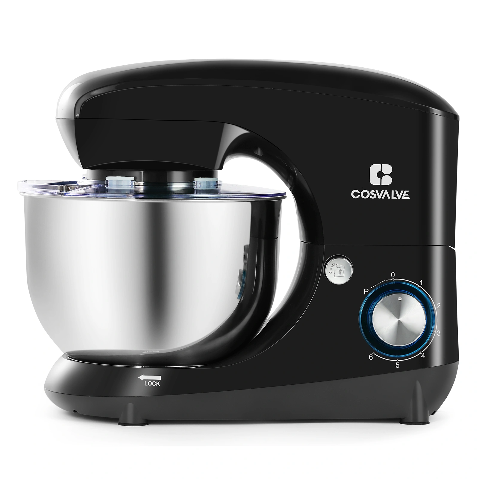 5.5L Stand Mixer with Stainless Steel Bowl, Black Electric Kitchen Mixer view 3