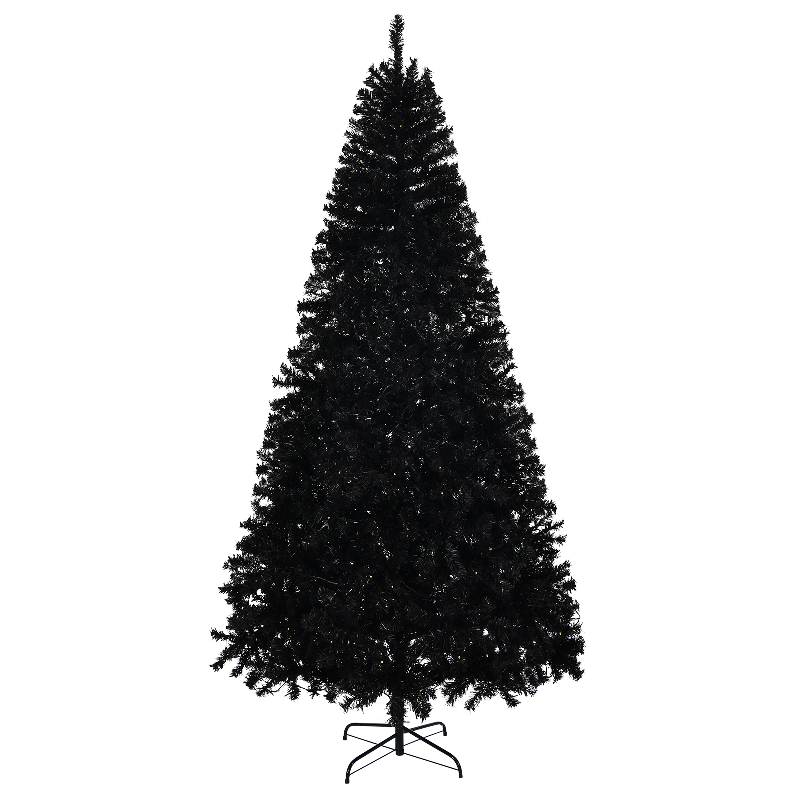6 FT Pre-lit Artificial Christmas Tree, Hinged Xmas Pine with 900 Branch Tips, 250 Lights, Holiday Party Home Office Decor, Black view 2