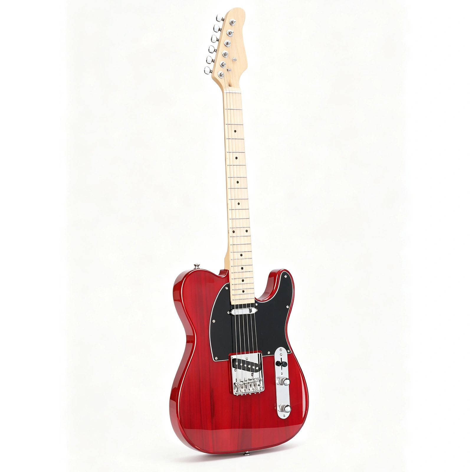 Transparent Red Electric Guitar with Maple Fingerboard, GTL Body, SS Pickups view 4