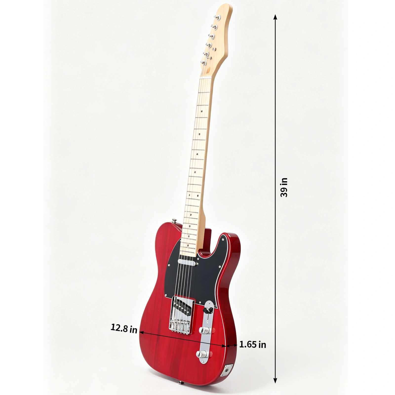 Transparent Red Electric Guitar with Maple Fingerboard, GTL Body, SS Pickups view 7