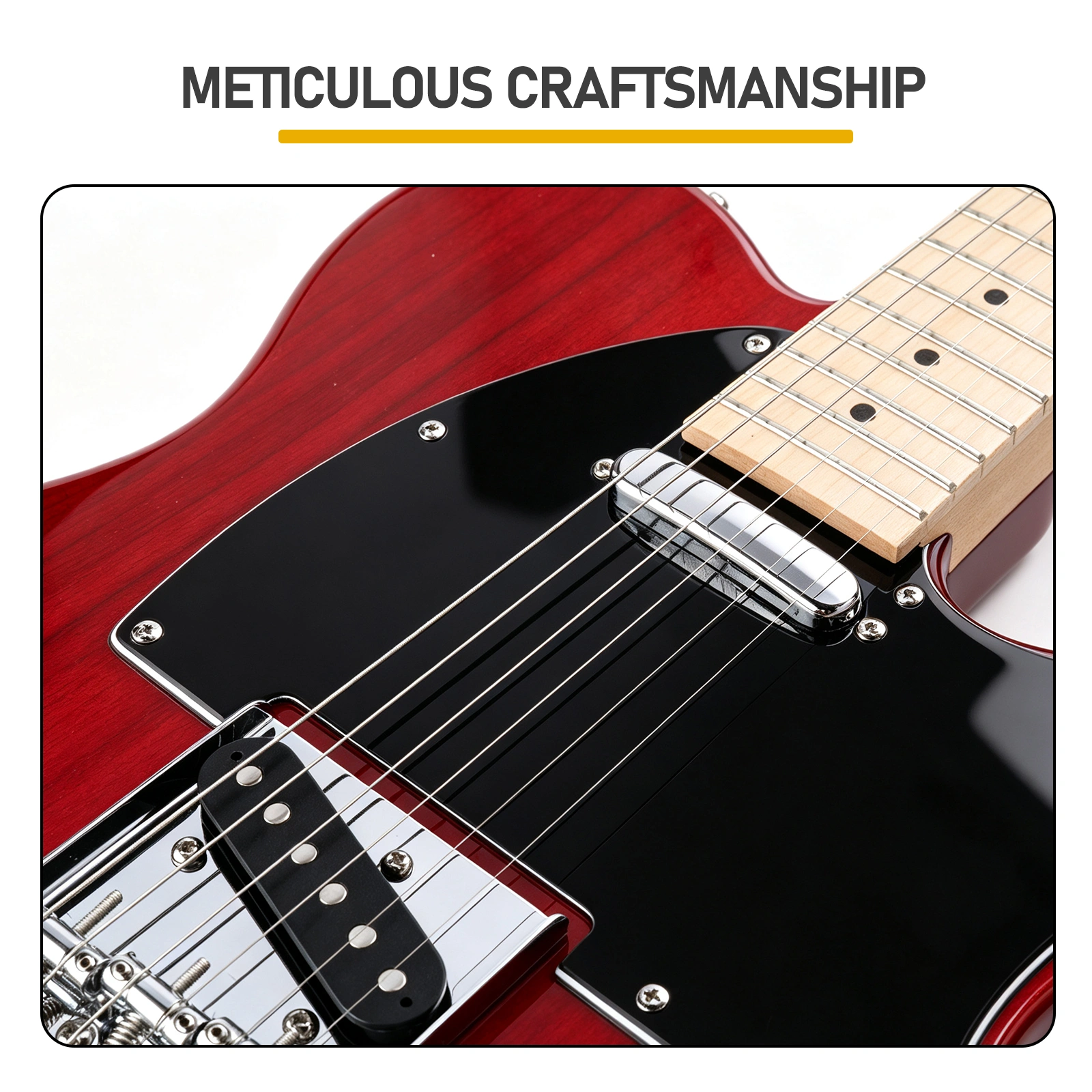 Transparent Red Electric Guitar with Maple Fingerboard, GTL Body, SS Pickups view 8