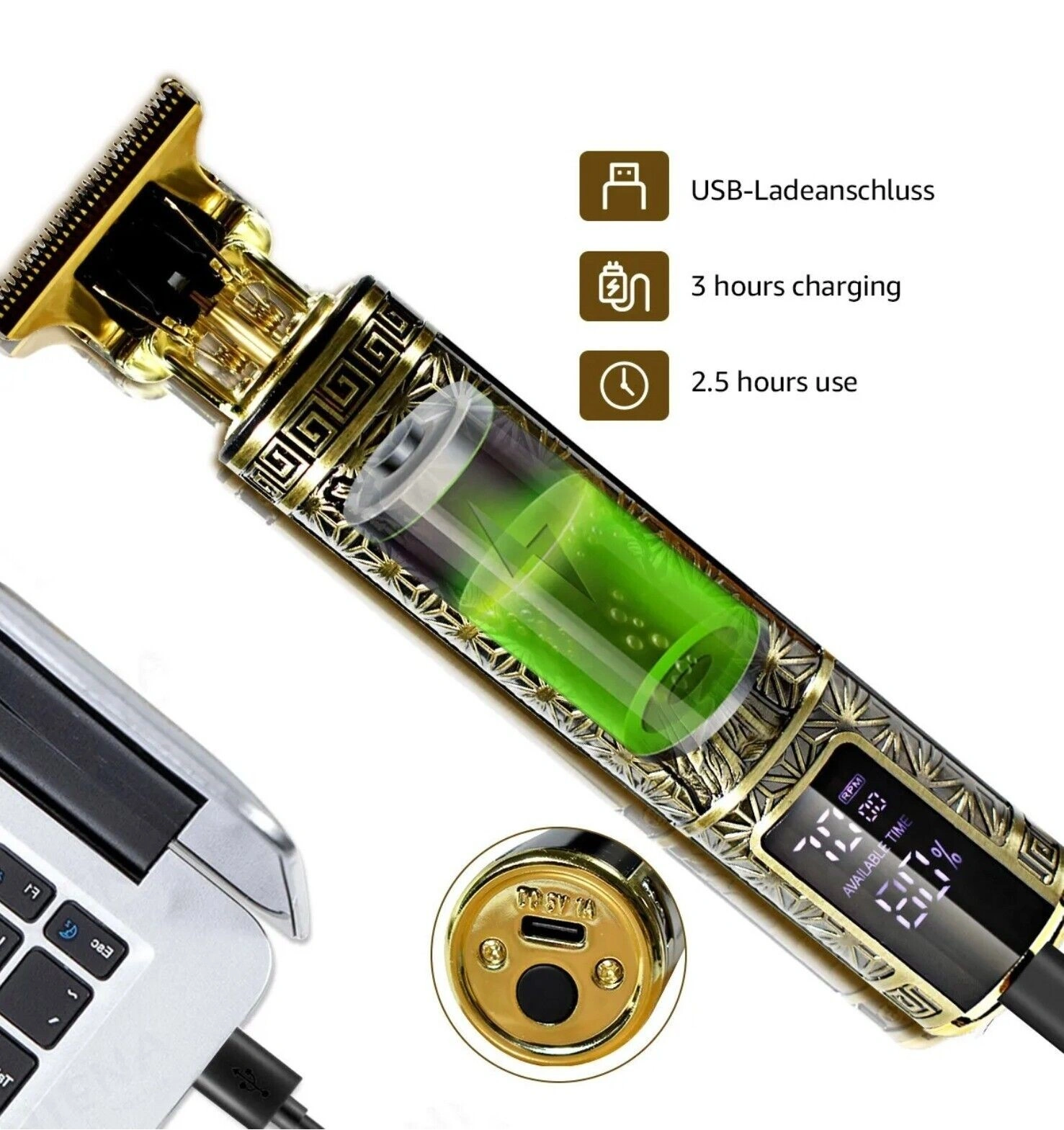LCD Professional Cordless Hair Clippers Beard Trimmer Men Hair Cutting Barber Shaving Machine Clipper view 4