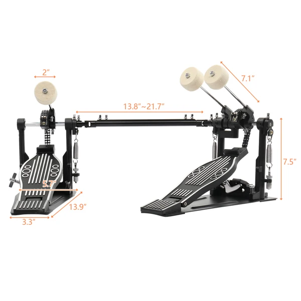 Wool Felt Hammer Double Drum Pedal Professional Double Bass Drum Pedal Black view 6