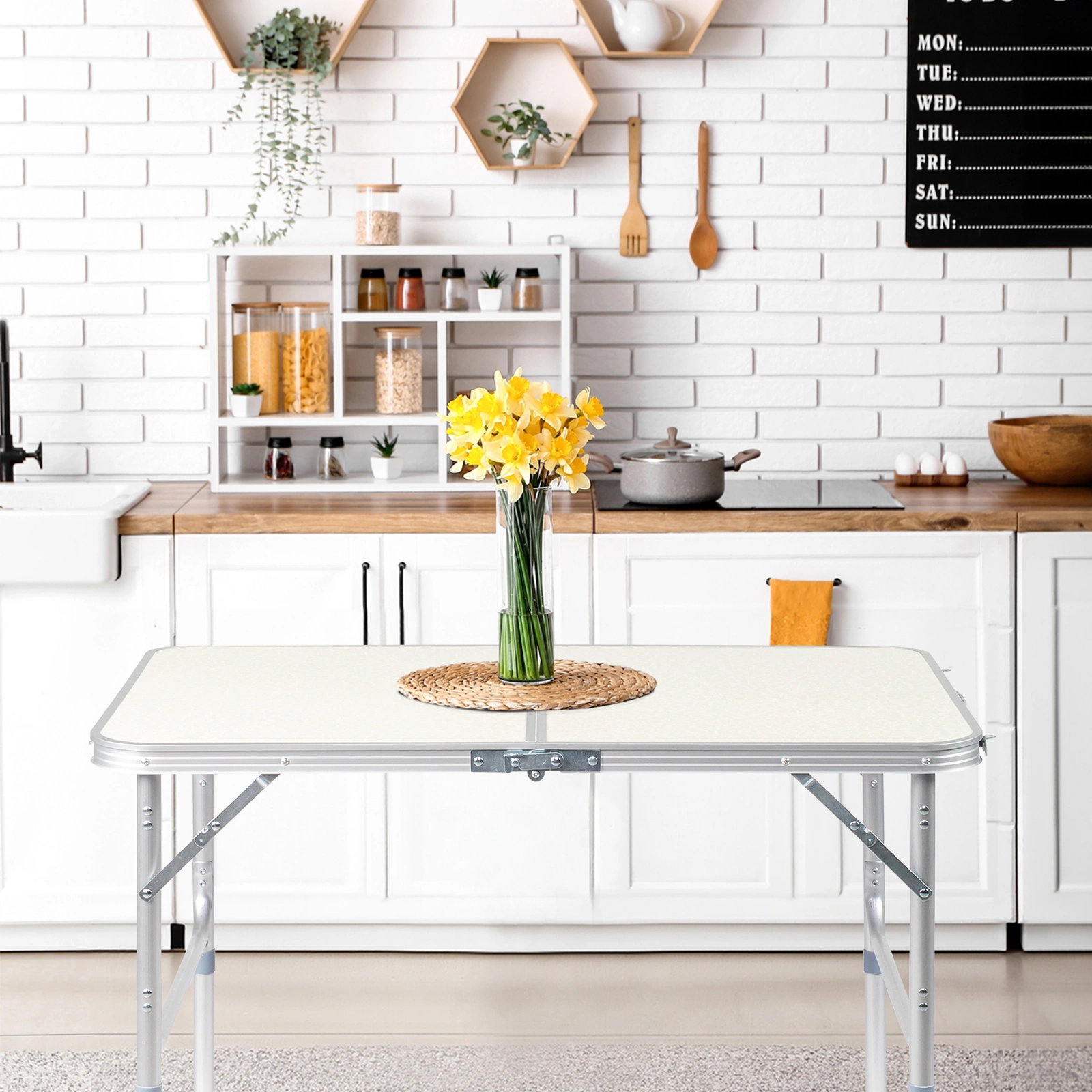 90 x 60 x 70cm Home Use Aluminum Alloy Folding Table White view 17