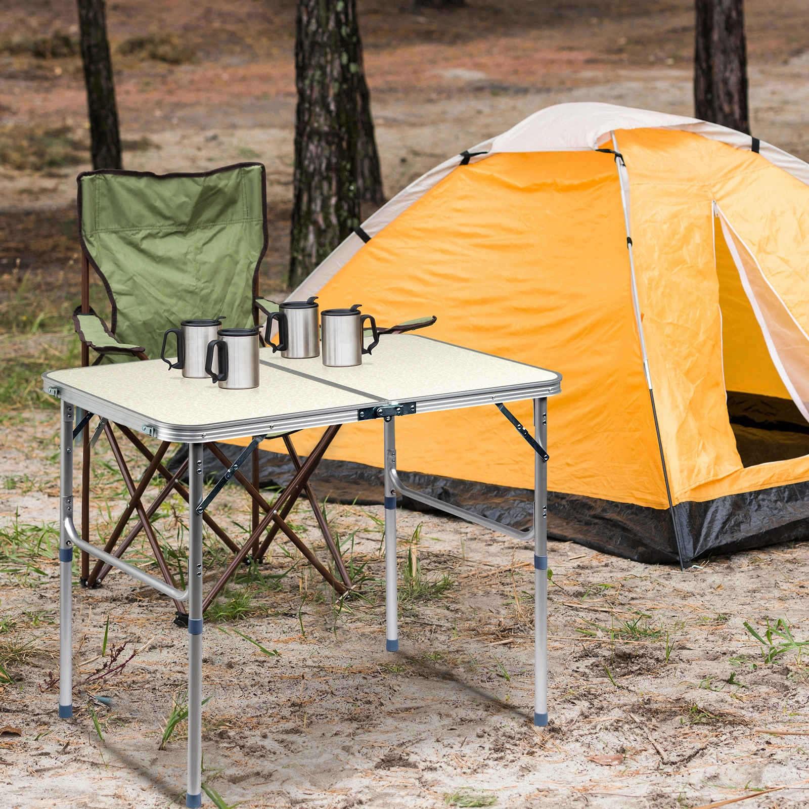 90 x 60 x 70cm Home Use Aluminum Alloy Folding Table White view 18
