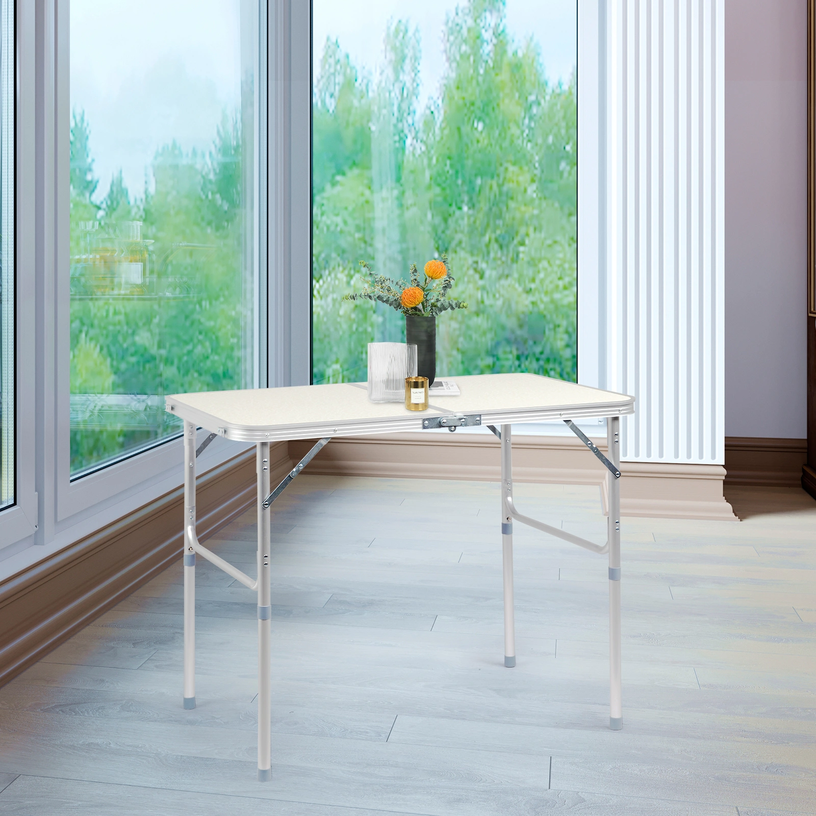 90 x 60 x 70cm Home Use Aluminum Alloy Folding Table White view 29