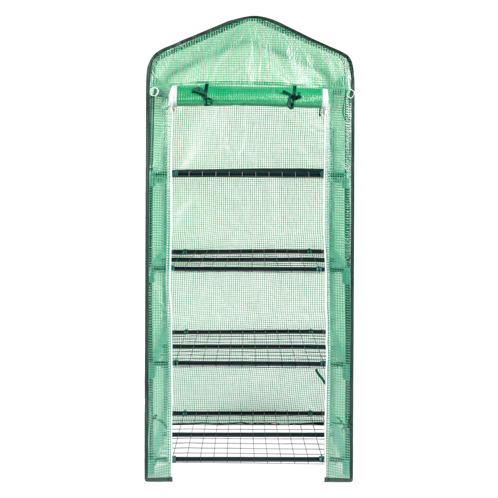 69x49x160cm Black Iron Pipe Pointed Mini Flower Stand With 4 Layers Of Grid, With Zipper Rolling Door, PE Cloth Green House view 19