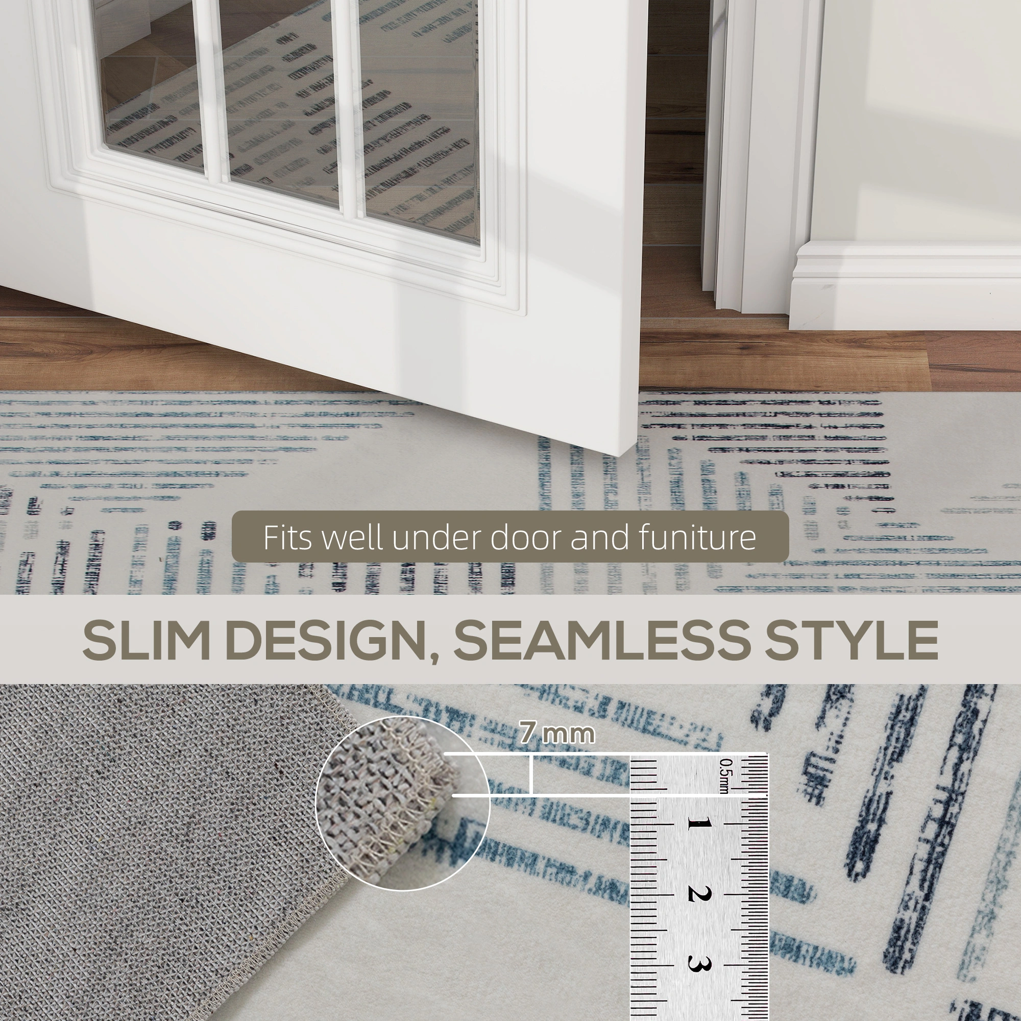 Modern Area Rug, Non-Slip Floor Mat, Machine Washable Indoor Outdoor Runner Carpet, Grey, 2'x4ft view 4