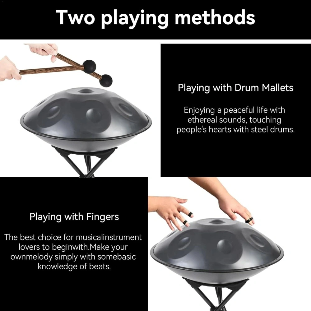 10 Inch Black Solid Color Handpan Drum Steel Tongue Hand Pan Percussion Instrument Note Melody view 5