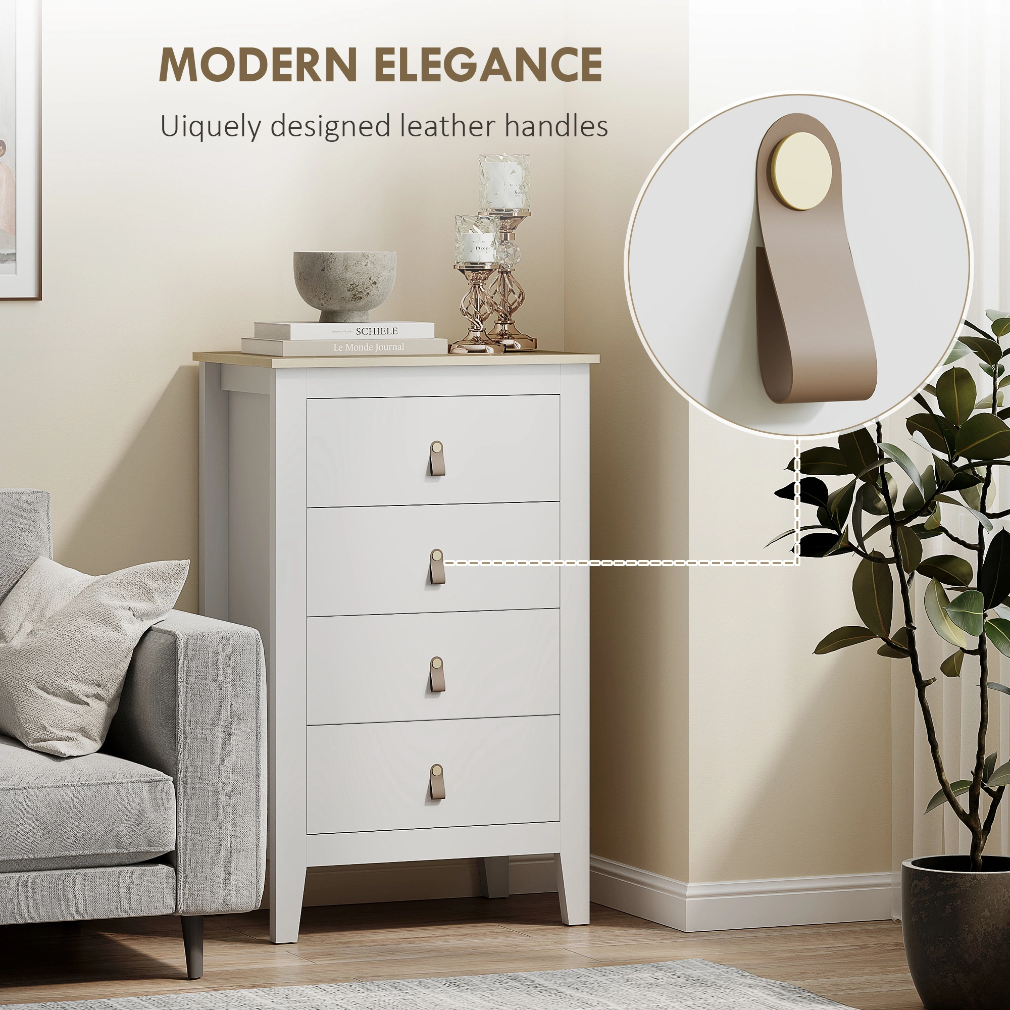 Bedside Tables, Nightstand with Storage Drawer, Modern Bedside Cabinet, Compact Bedroom End Table, Easy Assembly view 4