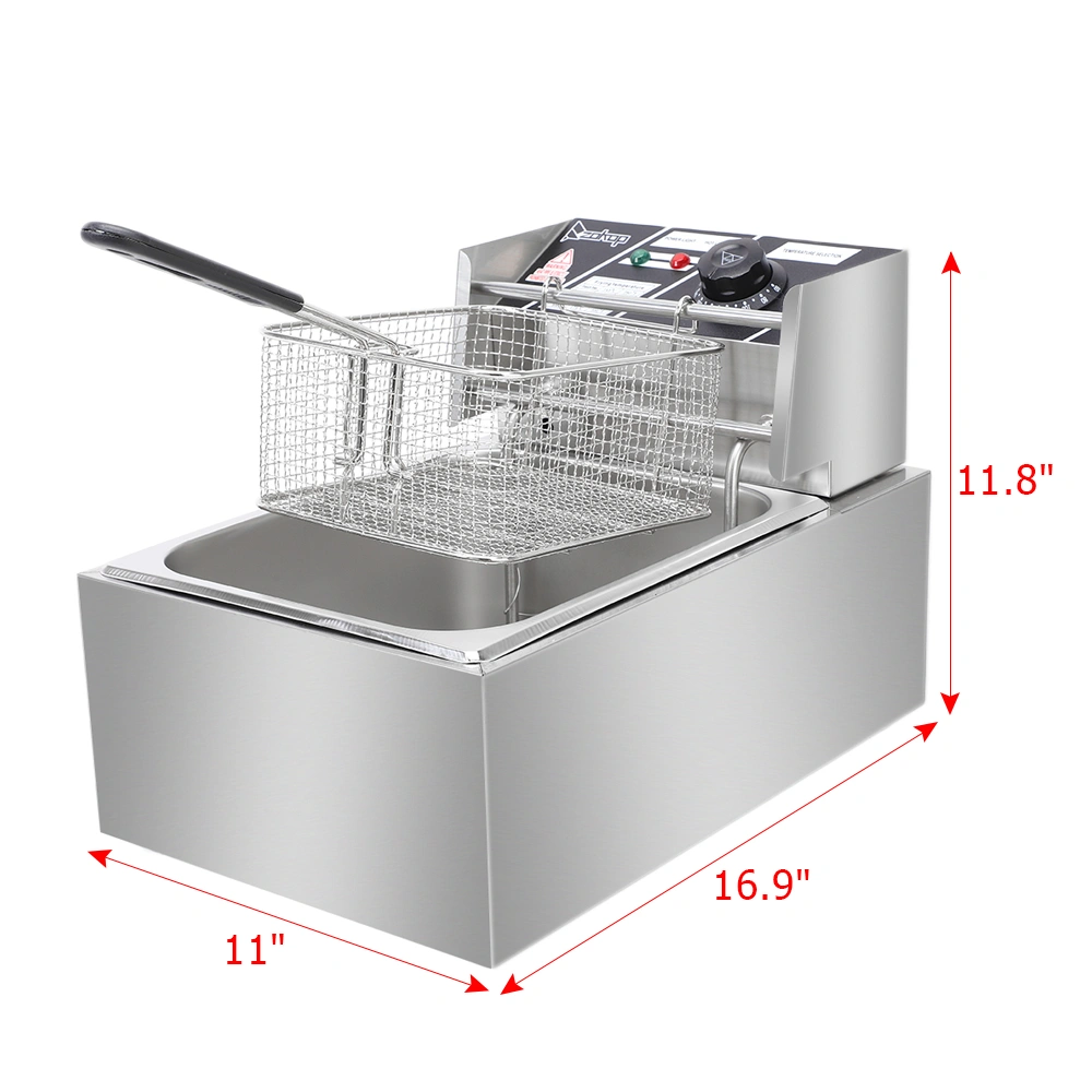ZOKOP EH81 2500W 220-240V 6.3QT/6L Stainless Steel Single Cylinder Electric Fryer UK Plug view 19
