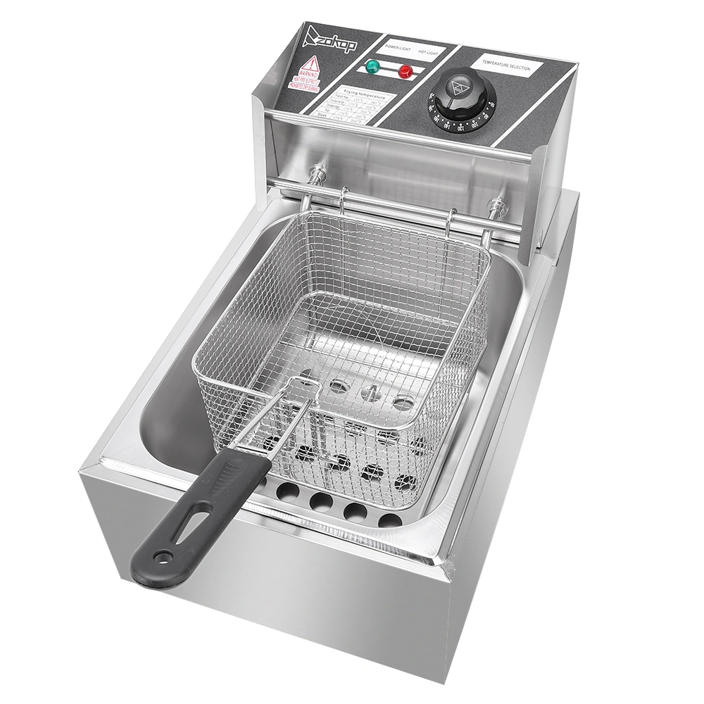 ZOKOP EH81 2500W 220-240V 6.3QT/6L Stainless Steel Single Cylinder Electric Fryer UK Plug view 2