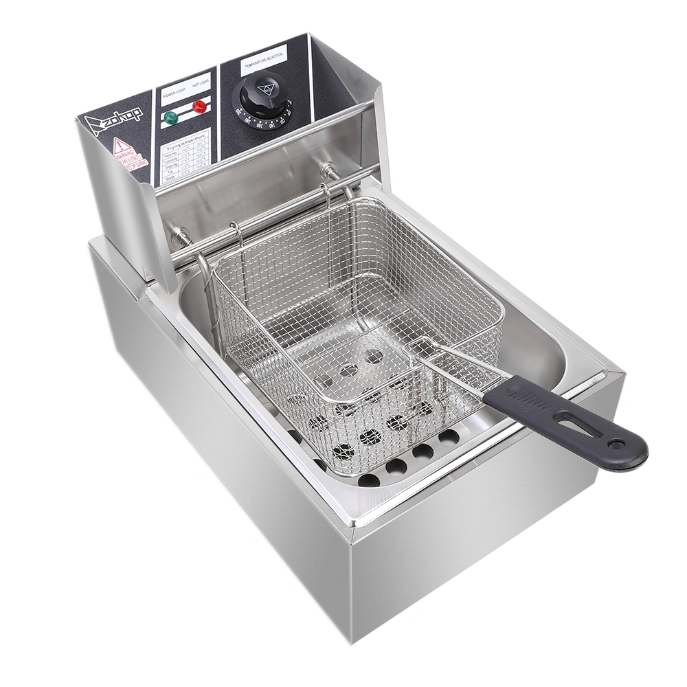 ZOKOP EH81 2500W 220-240V 6.3QT/6L Stainless Steel Single Cylinder Electric Fryer UK Plug view 3