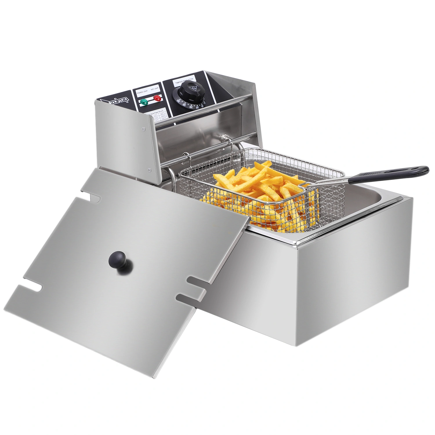 ZOKOP EH81 2500W 220-240V 6.3QT/6L Stainless Steel Single Cylinder Electric Fryer UK Plug view 8